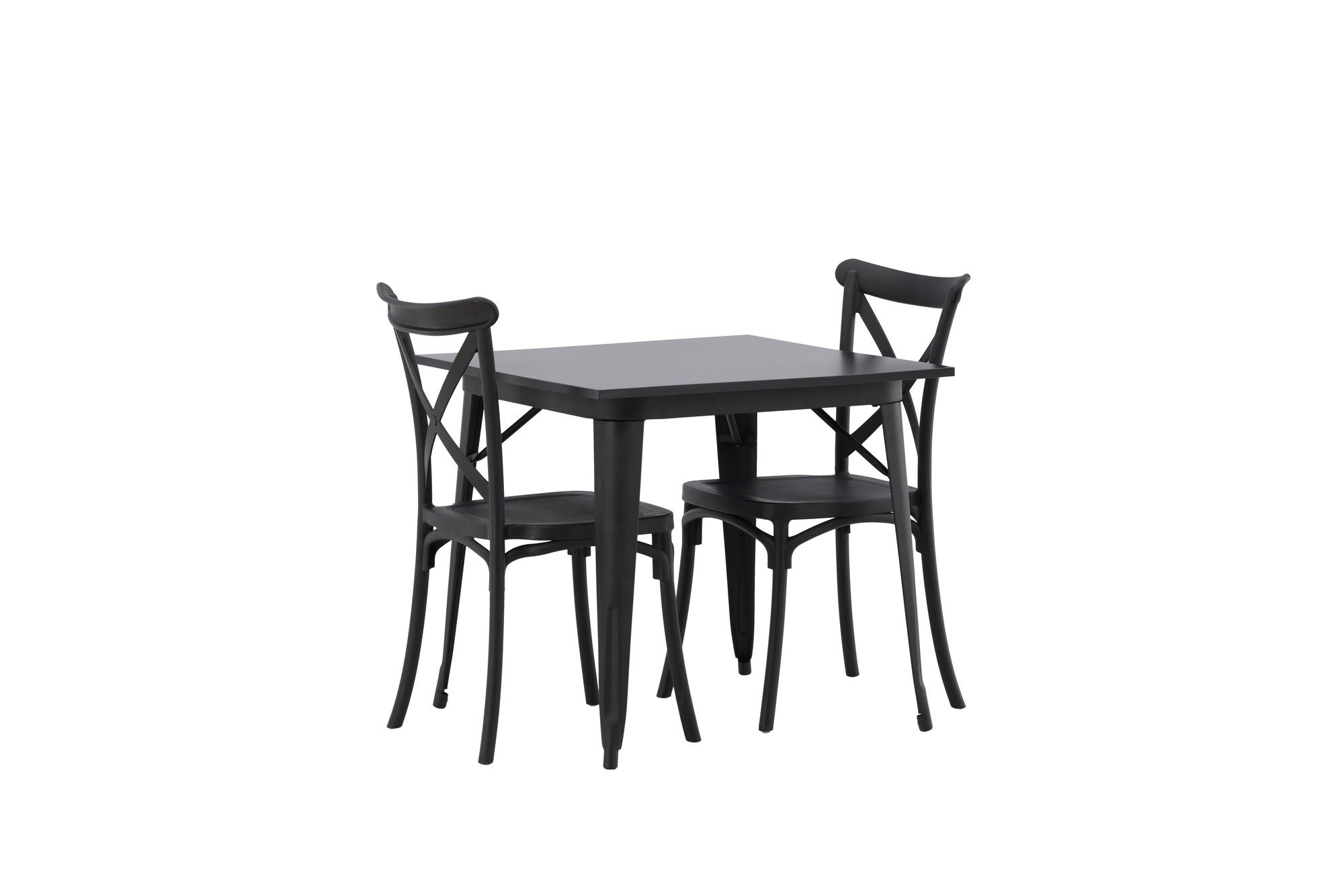Venture Home Tempe spisebord - Black / Black MDF +Crosett Spisebordsstol - Matte Black / Matte Black Plastic _2