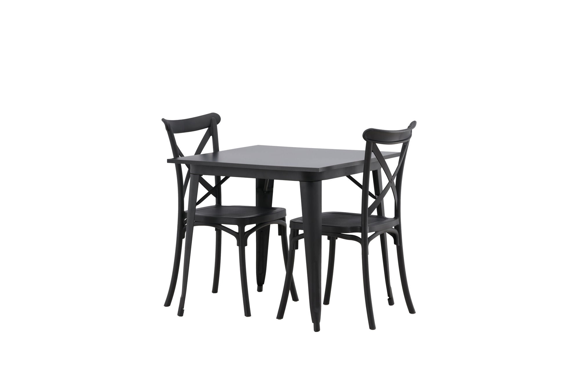 Venture Home Tempe spisebord - Black / Black MDF +Crosett Spisebordsstol - Matte Black / Matte Black Plastic _2
