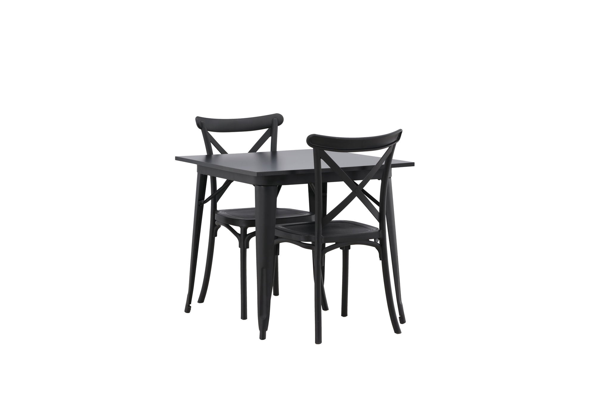 Venture Home Tempe spisebord - Black / Black MDF +Crosett Spisebordsstol - Matte Black / Matte Black Plastic _2