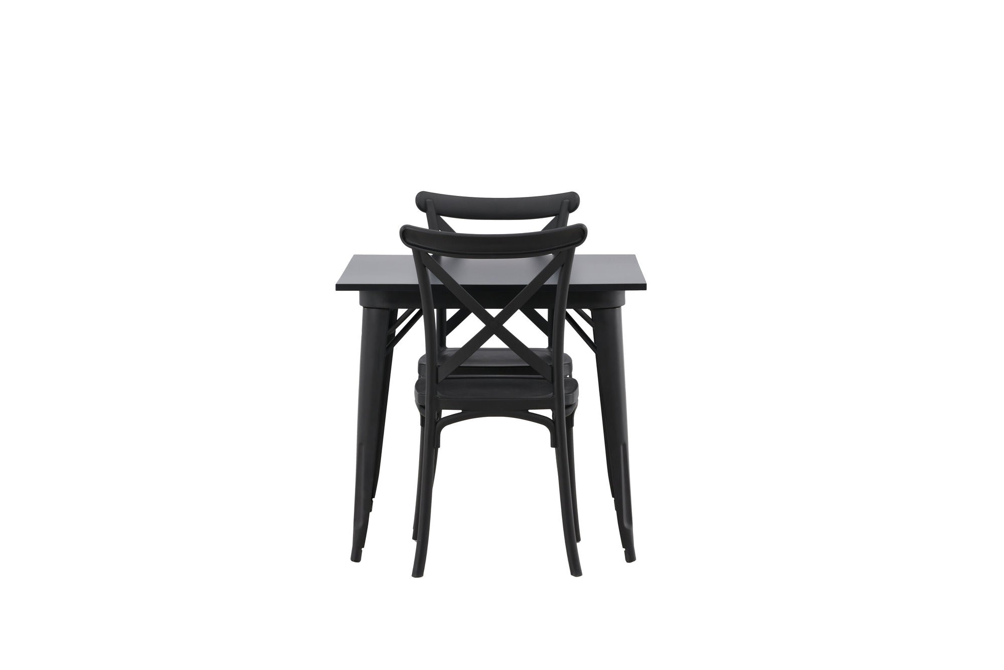Venture Home Tempe spisebord - Black / Black MDF +Crosett Spisebordsstol - Matte Black / Matte Black Plastic _2
