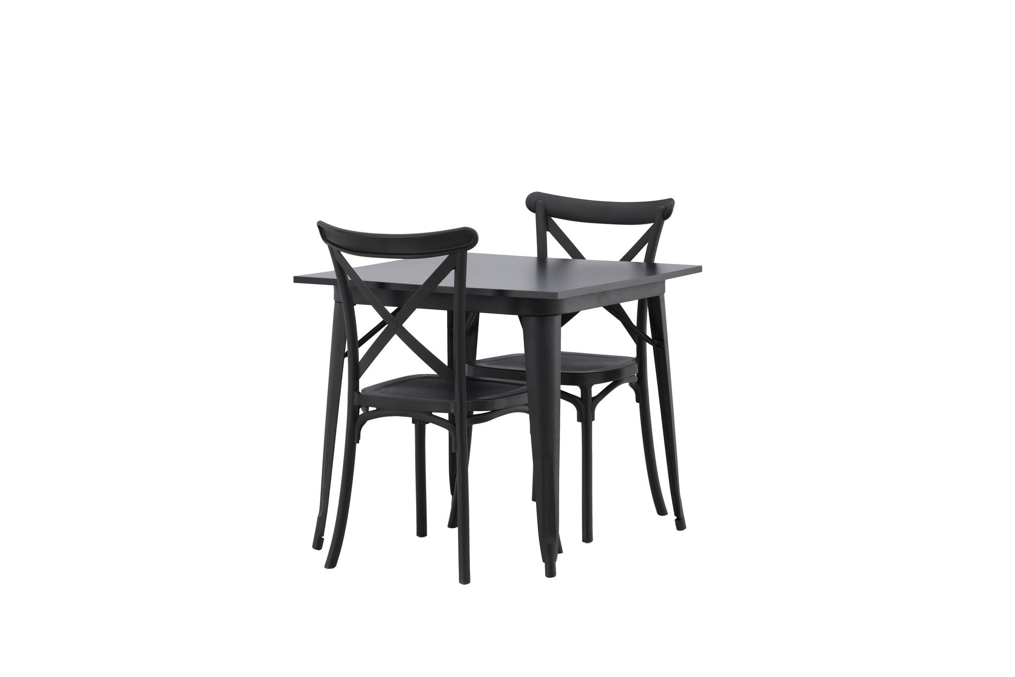 Venture Home Tempe spisebord - Black / Black MDF +Crosett Spisebordsstol - Matte Black / Matte Black Plastic _2