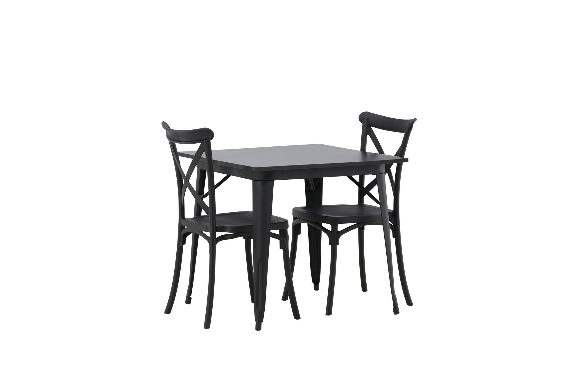 Venture Home Tempe spisebord - Black / Black MDF +Crosett Spisebordsstol - Matte Black / Matte Black Plastic _2