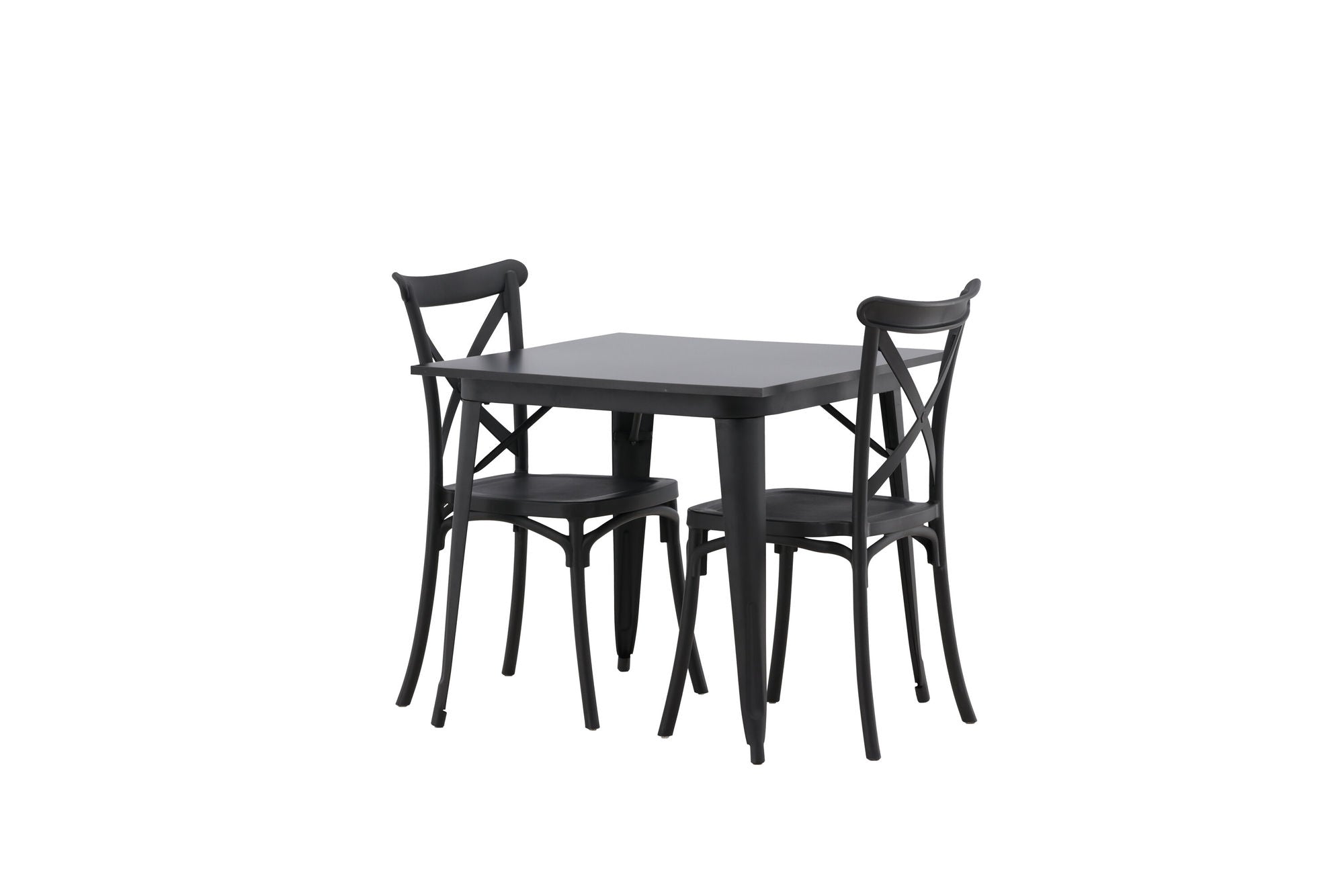 Venture Home Tempe spisebord - Black / Black MDF +Crosett Spisebordsstol - Matte Black / Matte Black Plastic _2