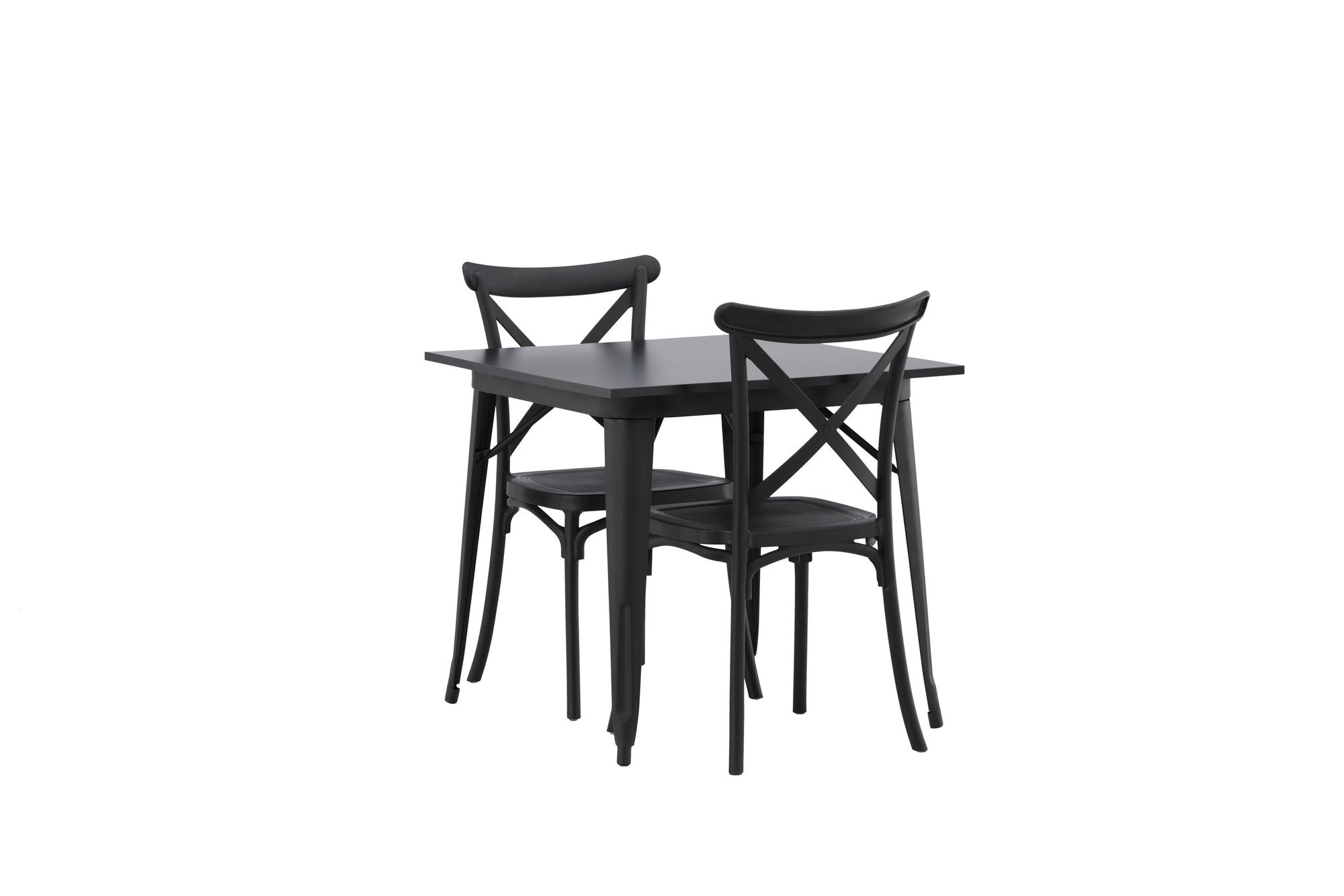 Venture Home Tempe spisebord - Black / Black MDF +Crosett Spisebordsstol - Matte Black / Matte Black Plastic _2