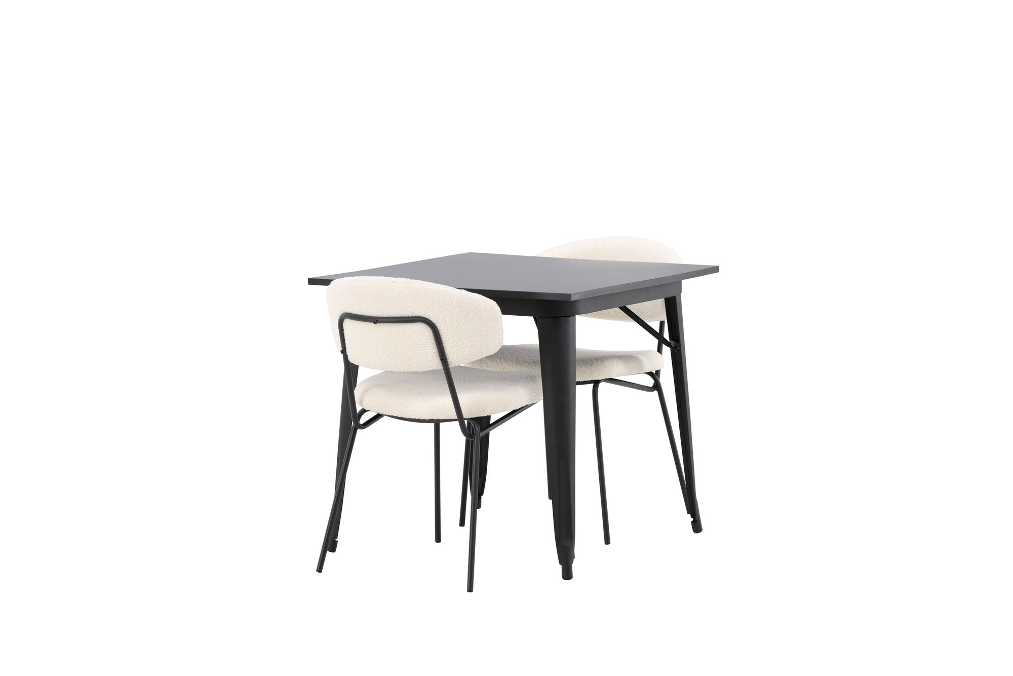 Venture Home Tempe spisebord - Black / Black MDF +Chico Spisebordsstol - Black / White Boucle _2