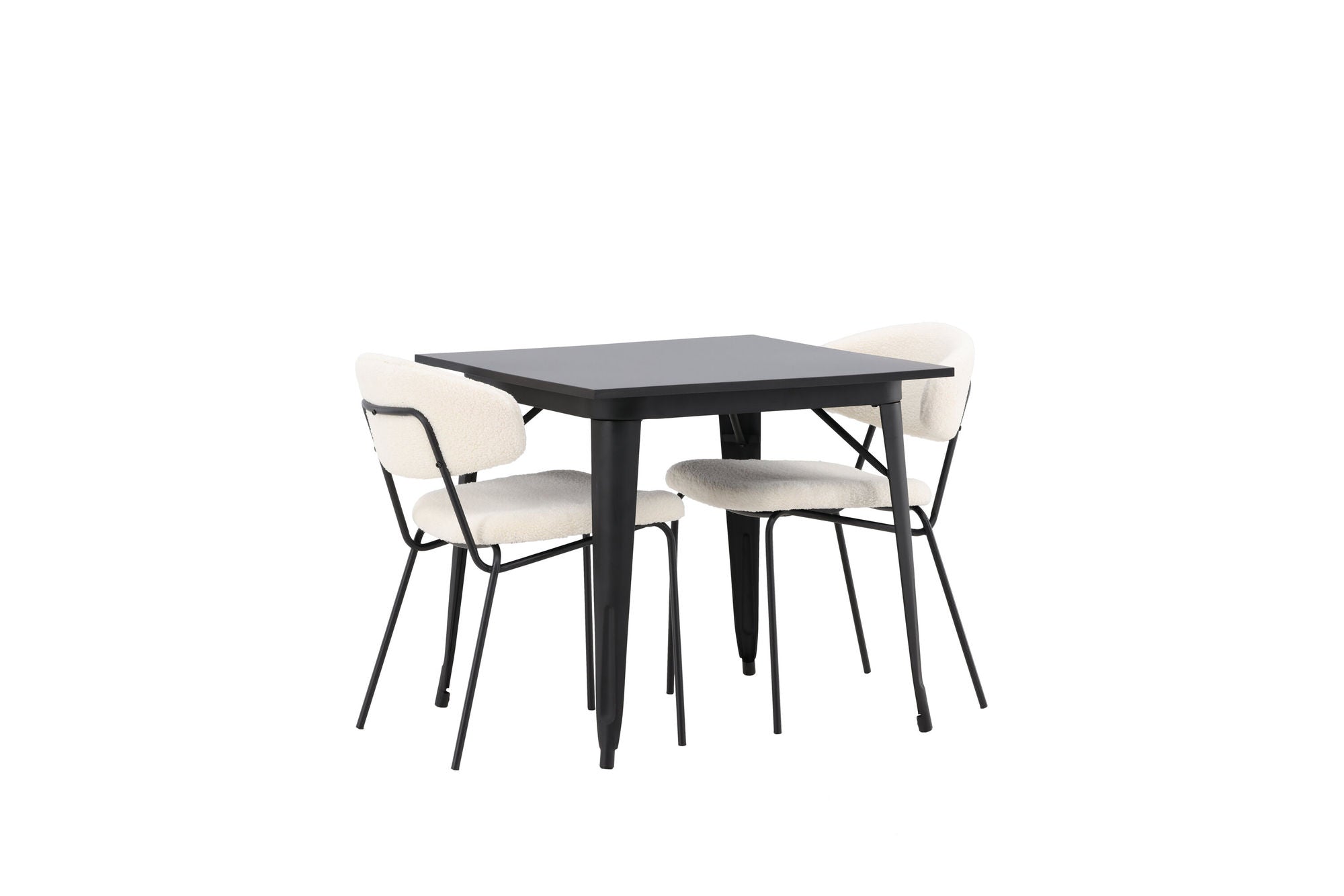 Venture Home Tempe spisebord - Black / Black MDF +Chico Spisebordsstol - Black / White Boucle _2
