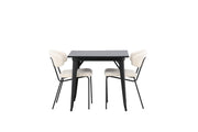 Venture Home Tempe spisebord - Black / Black MDF +Chico Spisebordsstol - Black / White Boucle _2