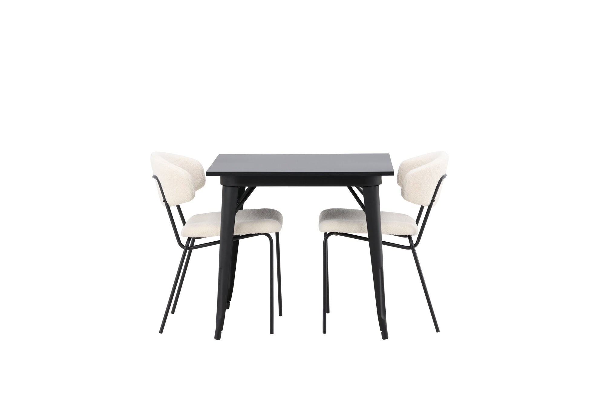 Venture Home Tempe spisebord - Black / Black MDF +Chico Spisebordsstol - Black / White Boucle _2