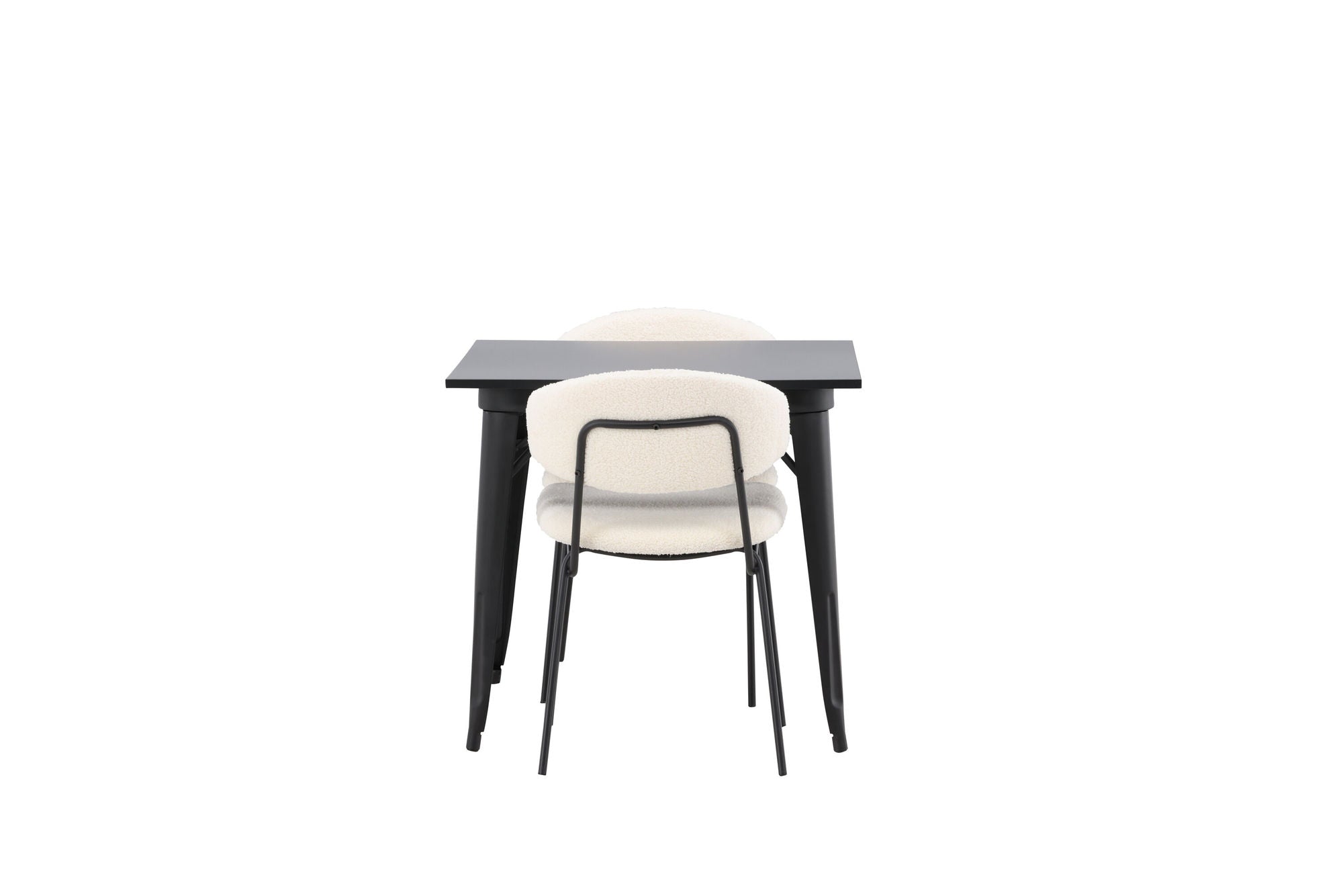 Venture Home Tempe spisebord - Black / Black MDF +Chico Spisebordsstol - Black / White Boucle _2