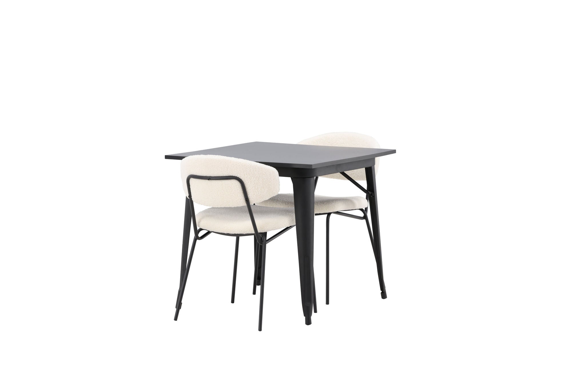 Venture Home Tempe spisebord - Black / Black MDF +Chico Spisebordsstol - Black / White Boucle _2