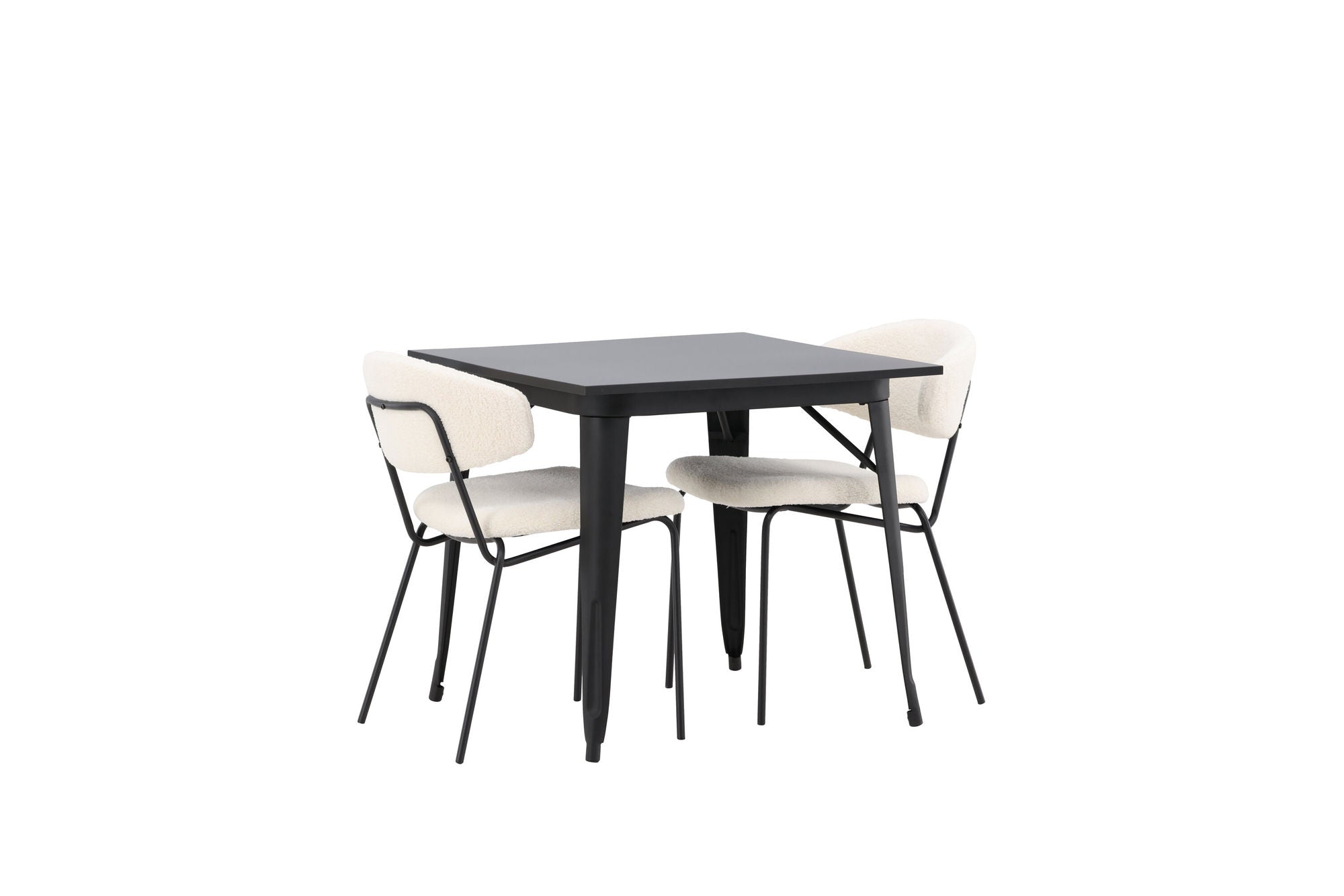 Venture Home Tempe spisebord - Black / Black MDF +Chico Spisebordsstol - Black / White Boucle _2
