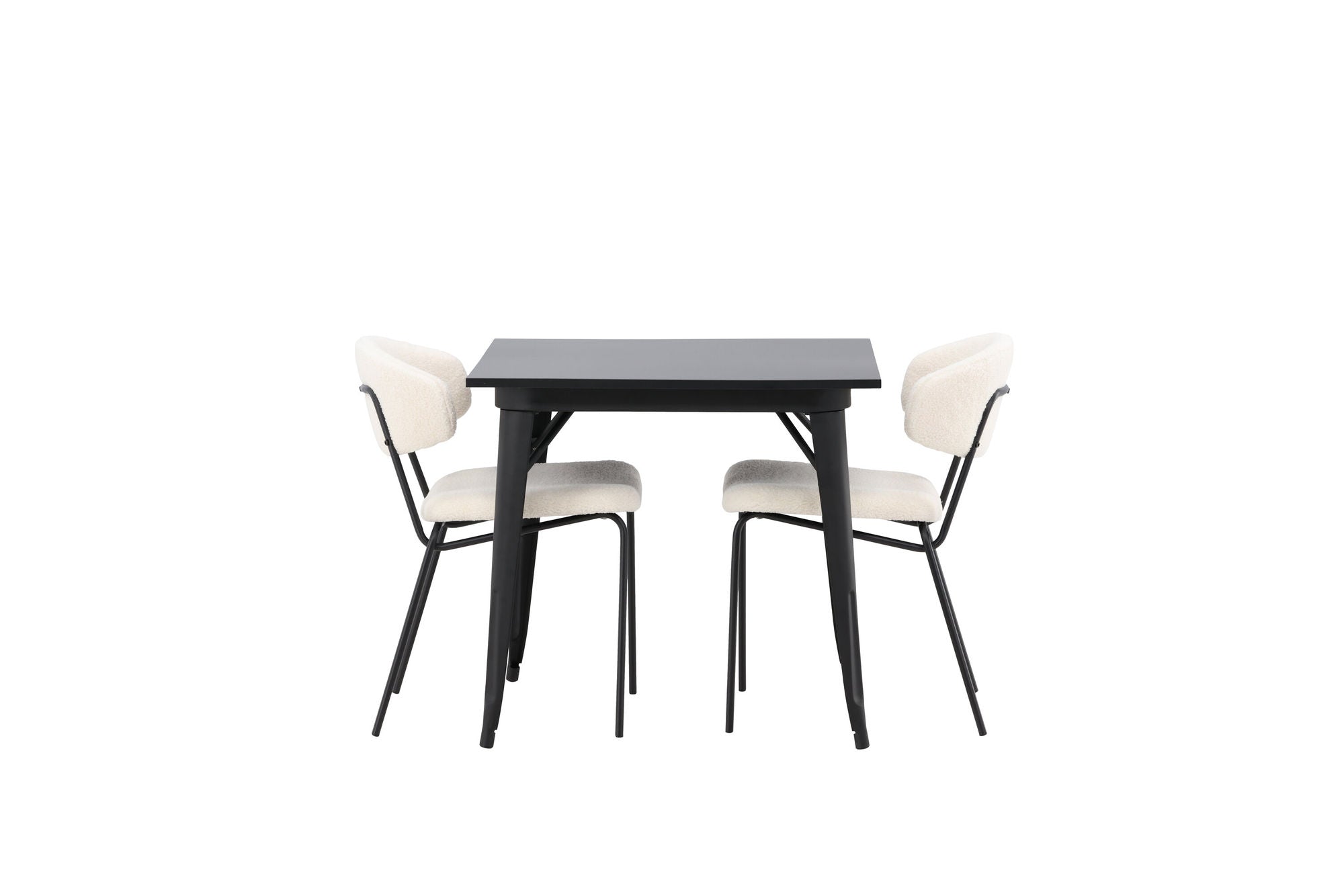 Venture Home Tempe spisebord - Black / Black MDF +Chico Spisebordsstol - Black / White Boucle _2