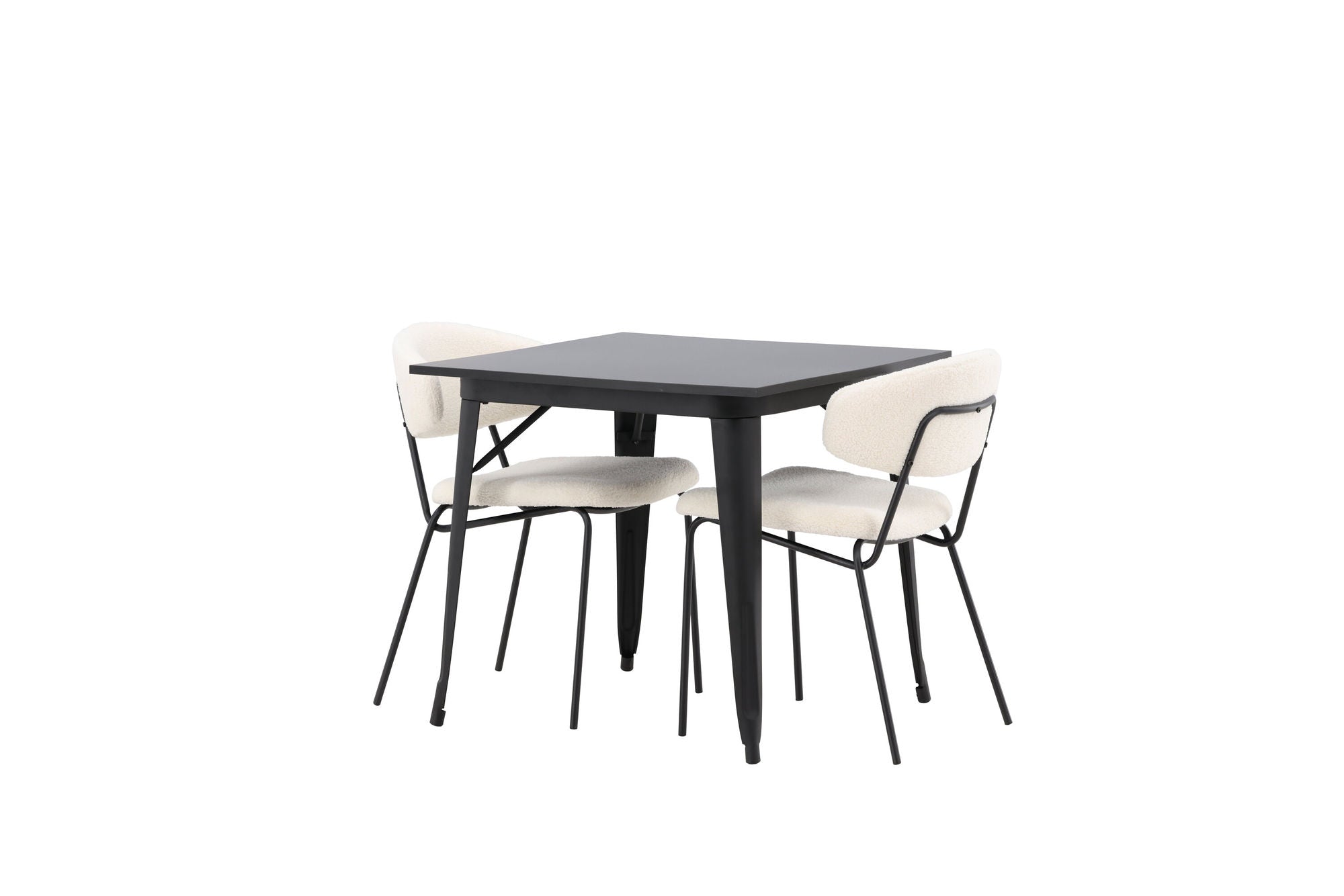 Venture Home Tempe spisebord - Black / Black MDF +Chico Spisebordsstol - Black / White Boucle _2