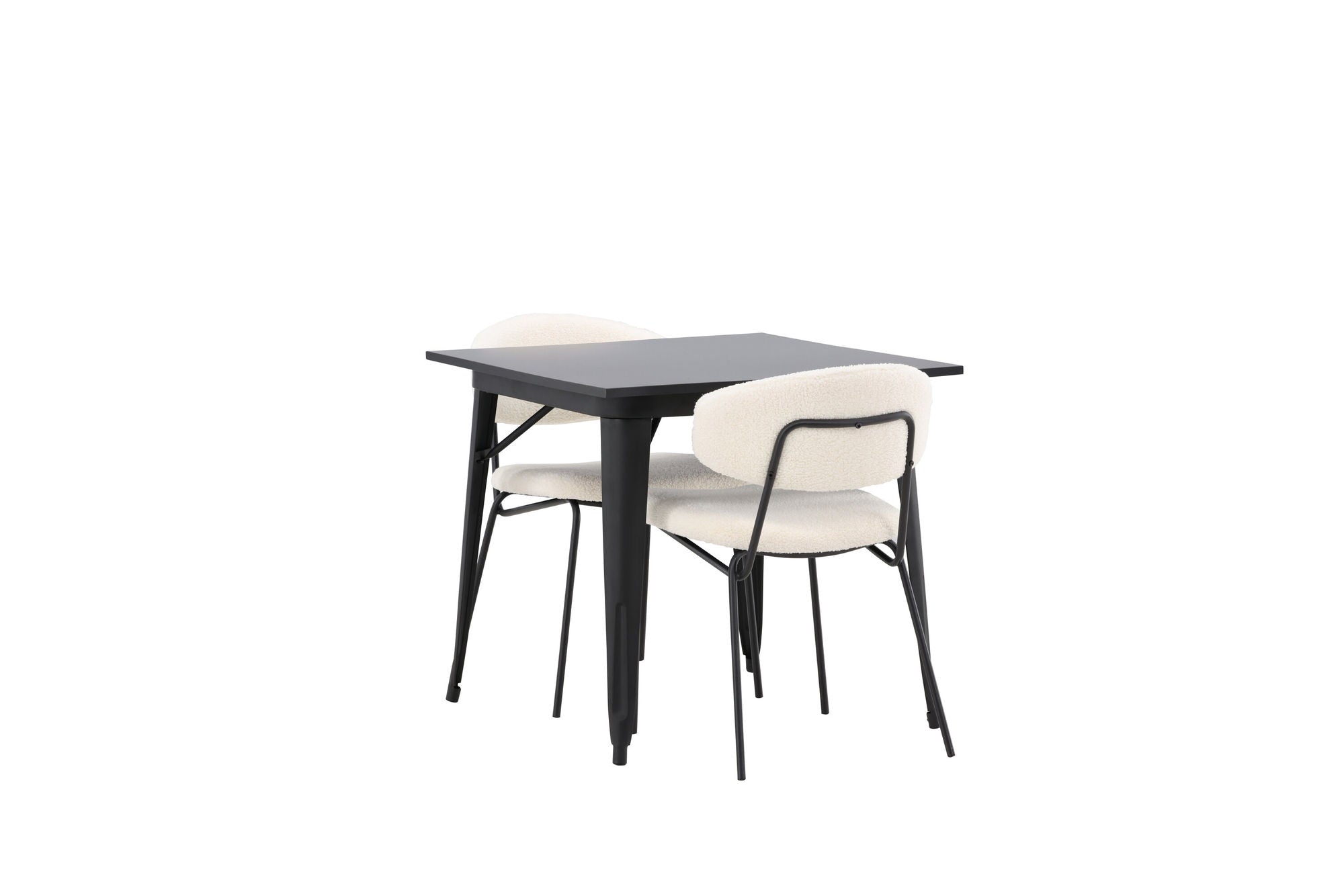 Venture Home Tempe spisebord - Black / Black MDF +Chico Spisebordsstol - Black / White Boucle _2