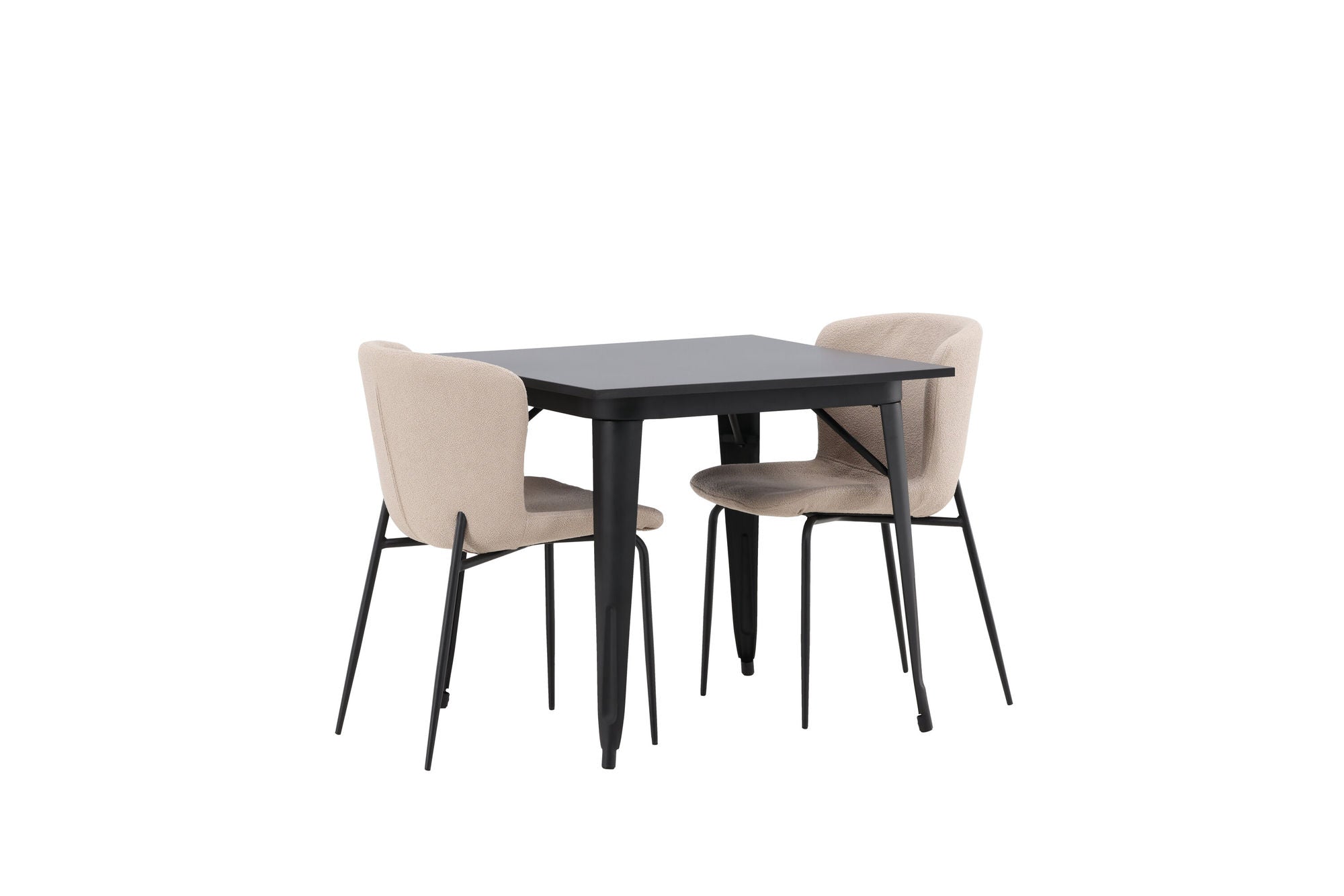 Venture Home Tempe spisebord - Black / Black MDF +Modesto Spisebordsstol - Beige / Beige Boucle _2
