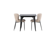 Venture Home Tempe spisebord - Black / Black MDF +Modesto Spisebordsstol - Beige / Beige Boucle _2