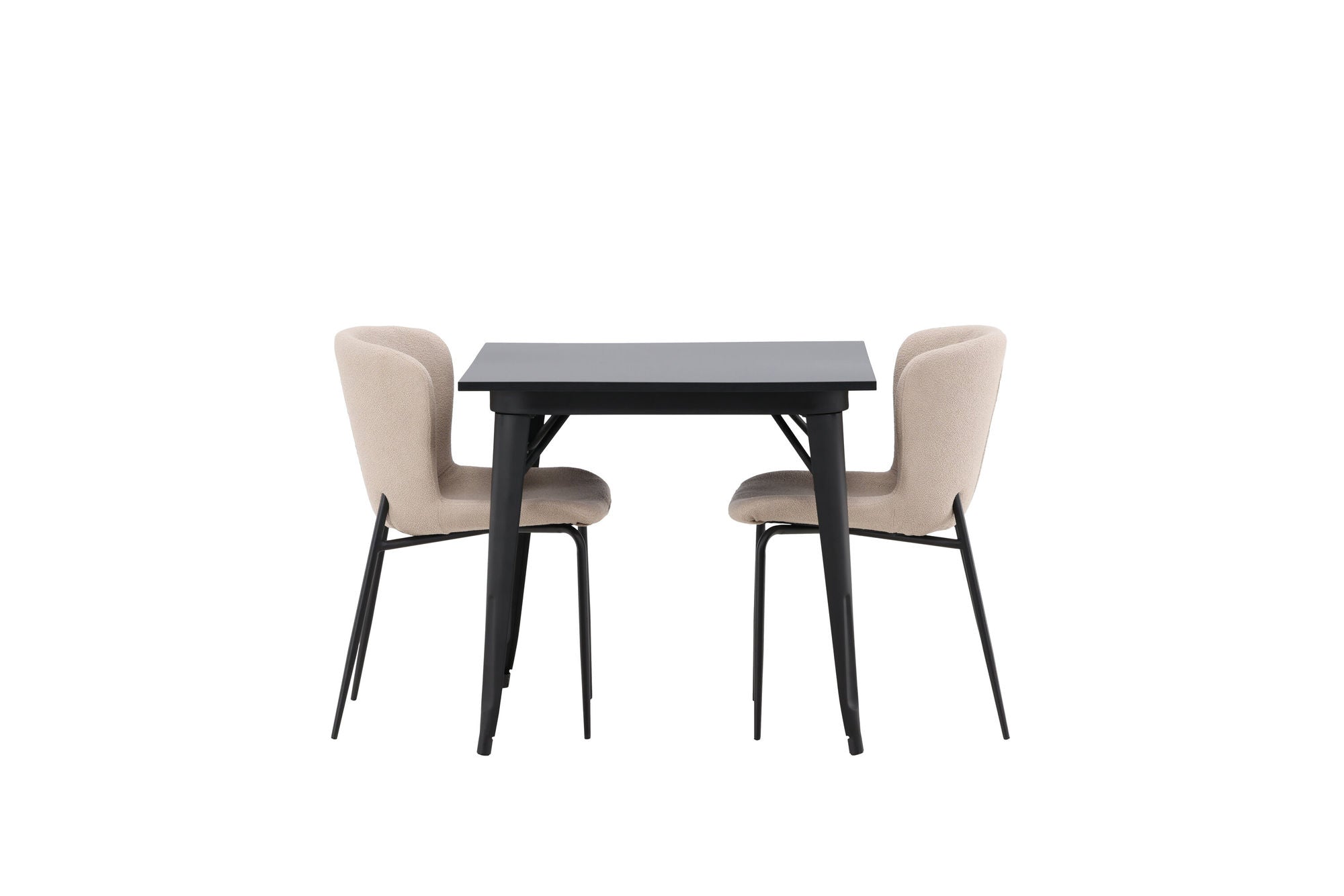 Venture Home Tempe spisebord - Black / Black MDF +Modesto Spisebordsstol - Beige / Beige Boucle _2