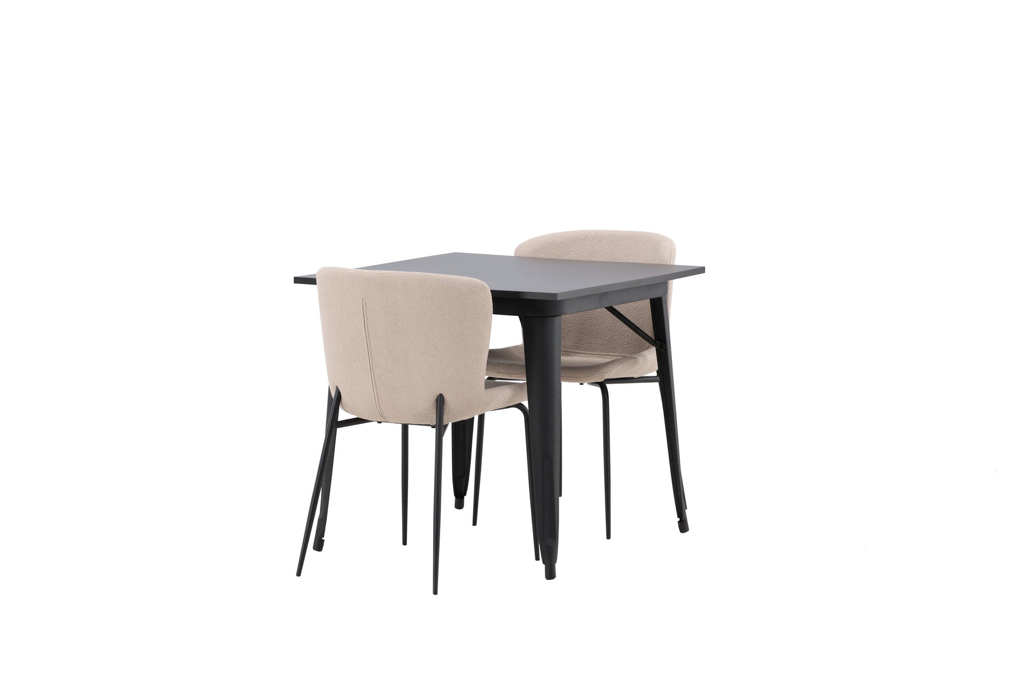 Venture Home Tempe spisebord - Black / Black MDF +Modesto Spisebordsstol - Beige / Beige Boucle _2
