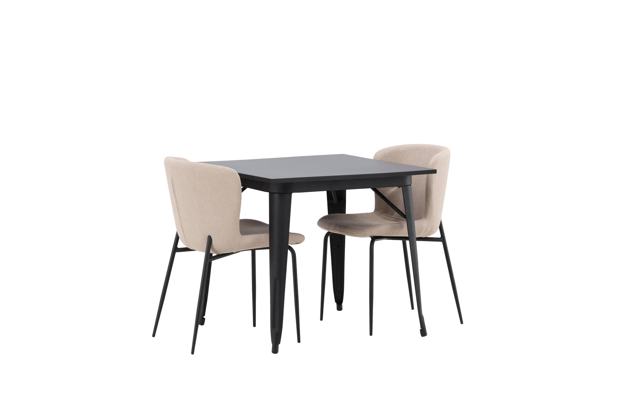 Venture Home Tempe spisebord - Black / Black MDF +Modesto Spisebordsstol - Beige / Beige Boucle _2