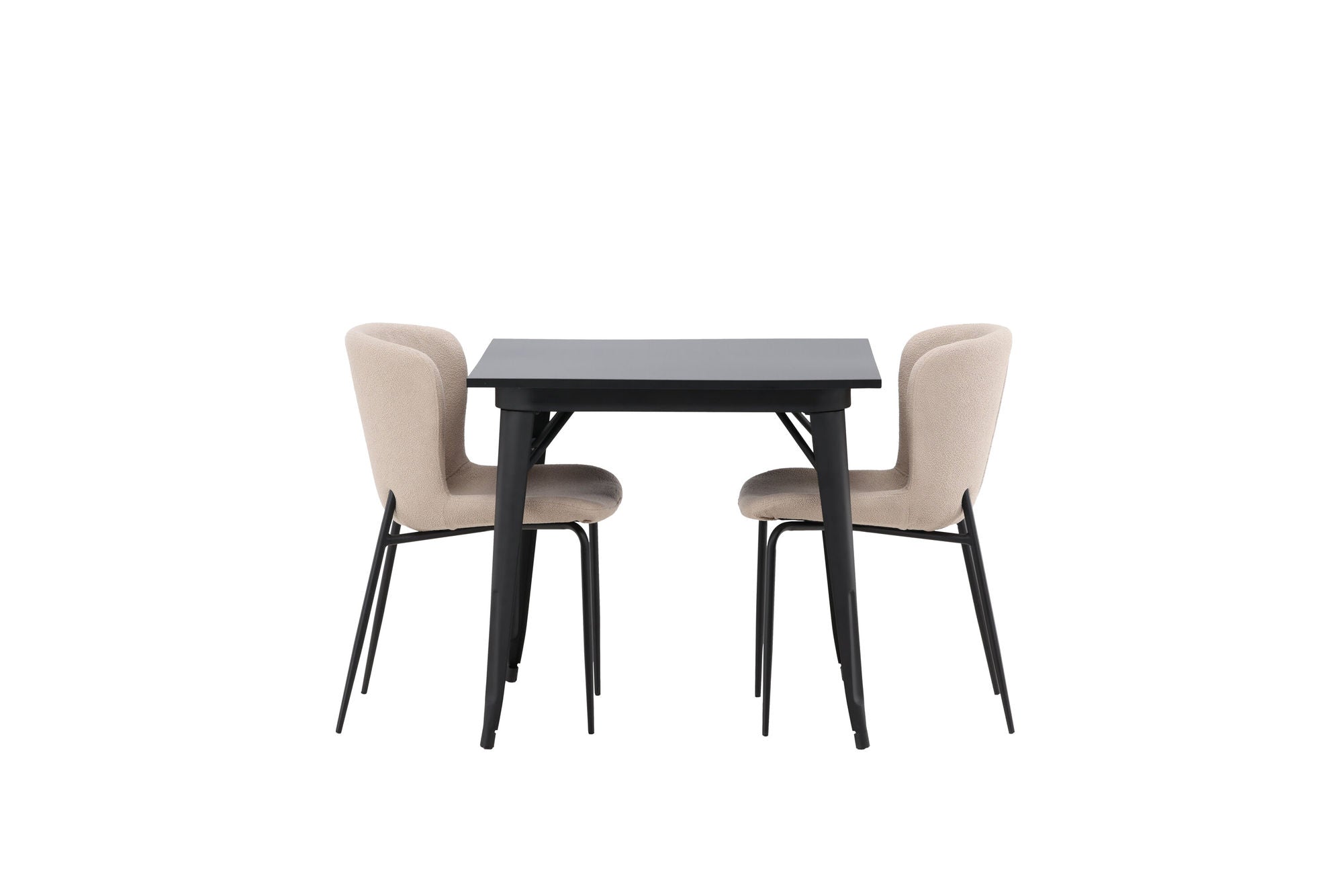 Venture Home Tempe spisebord - Black / Black MDF +Modesto Spisebordsstol - Beige / Beige Boucle _2