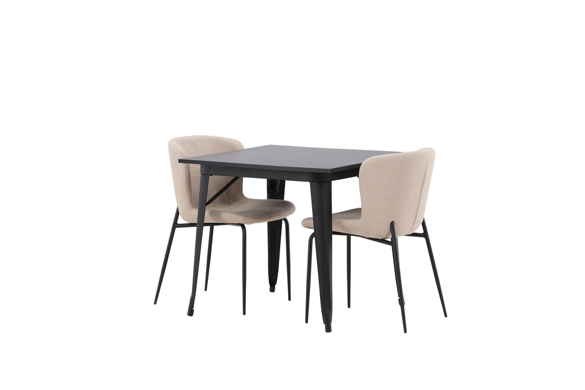 Venture Home Tempe spisebord - Black / Black MDF +Modesto Spisebordsstol - Beige / Beige Boucle _2