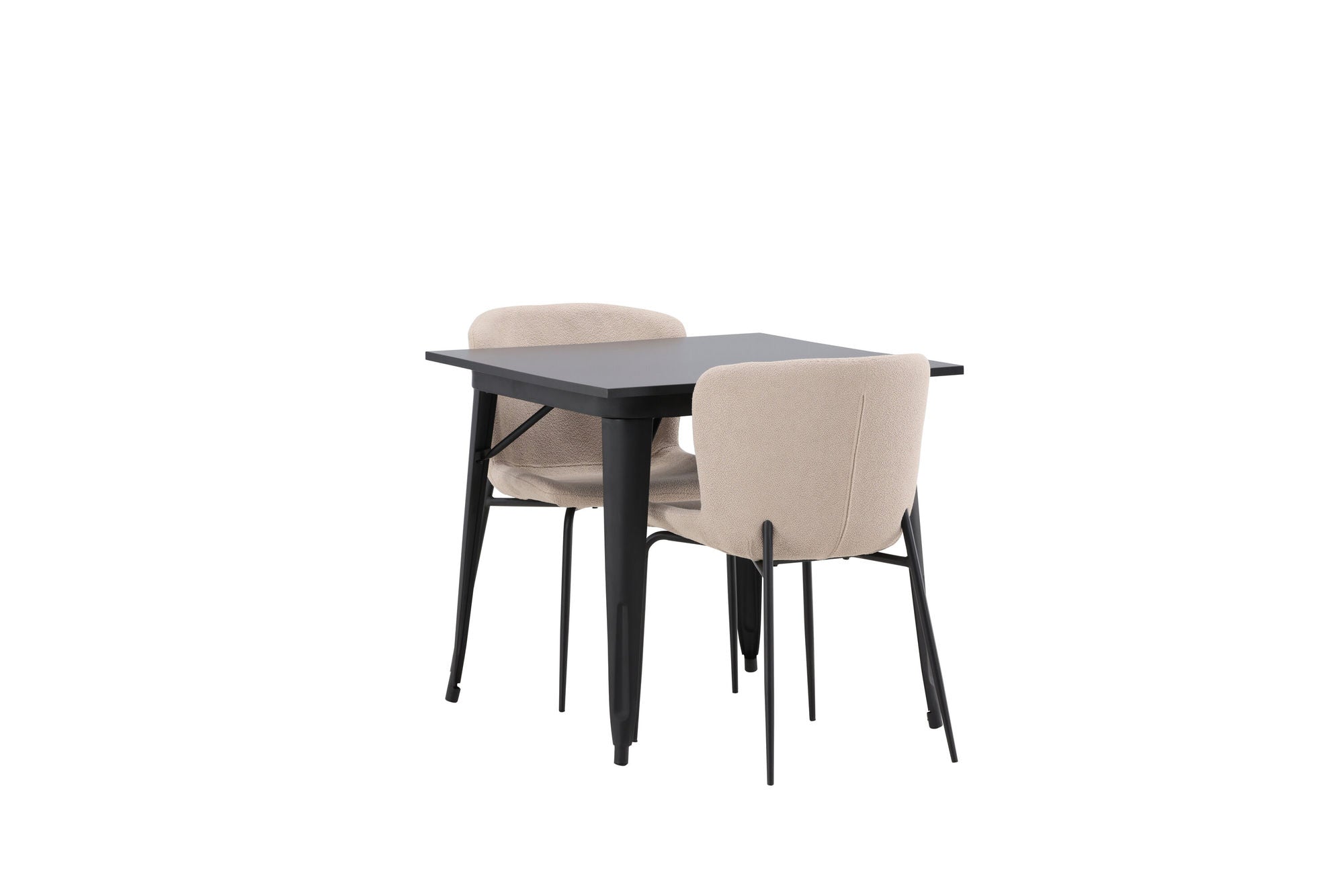 Venture Home Tempe spisebord - Black / Black MDF +Modesto Spisebordsstol - Beige / Beige Boucle _2