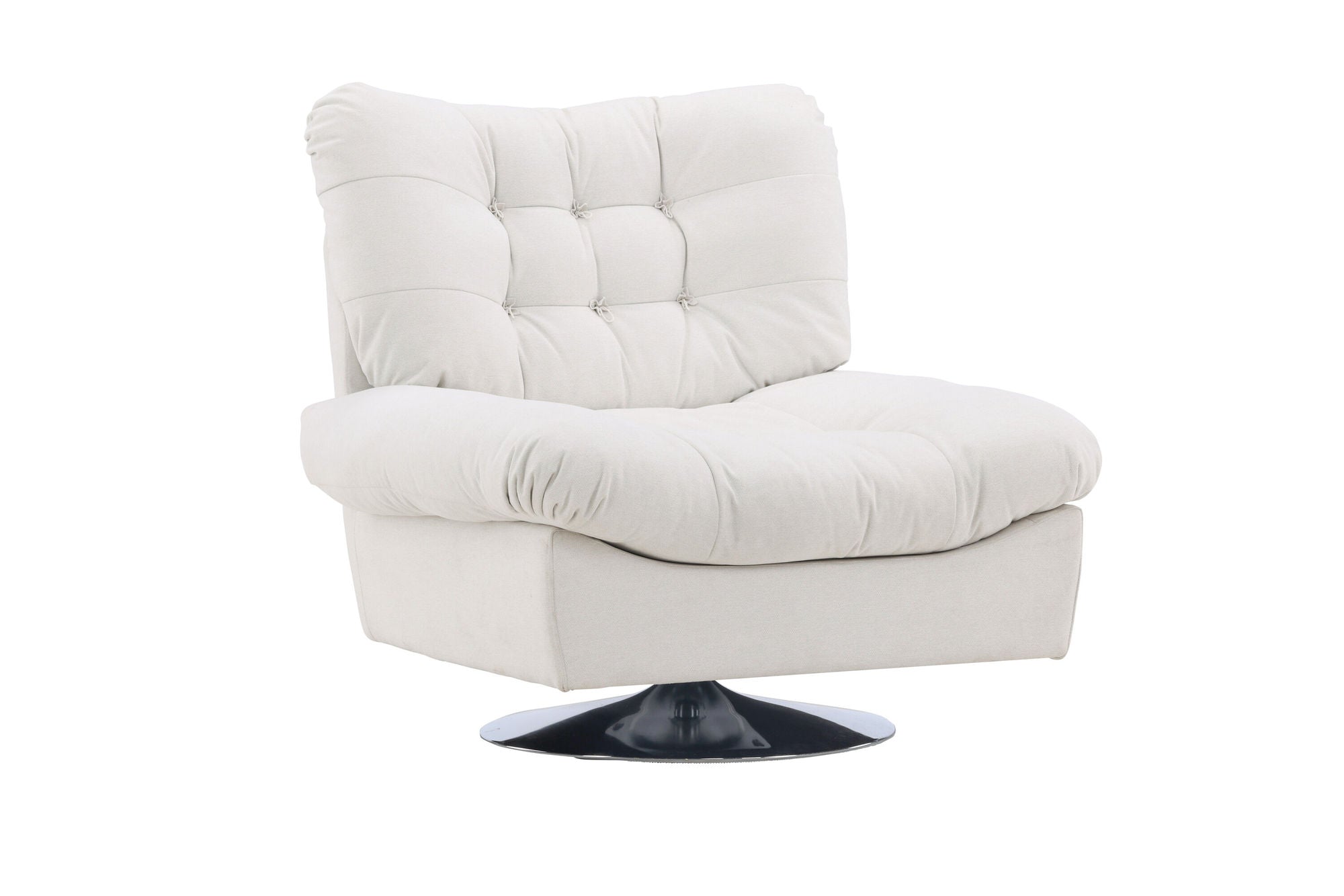 Venture Home Florens Single Sofa - Chrome / Offwhite Fabric
