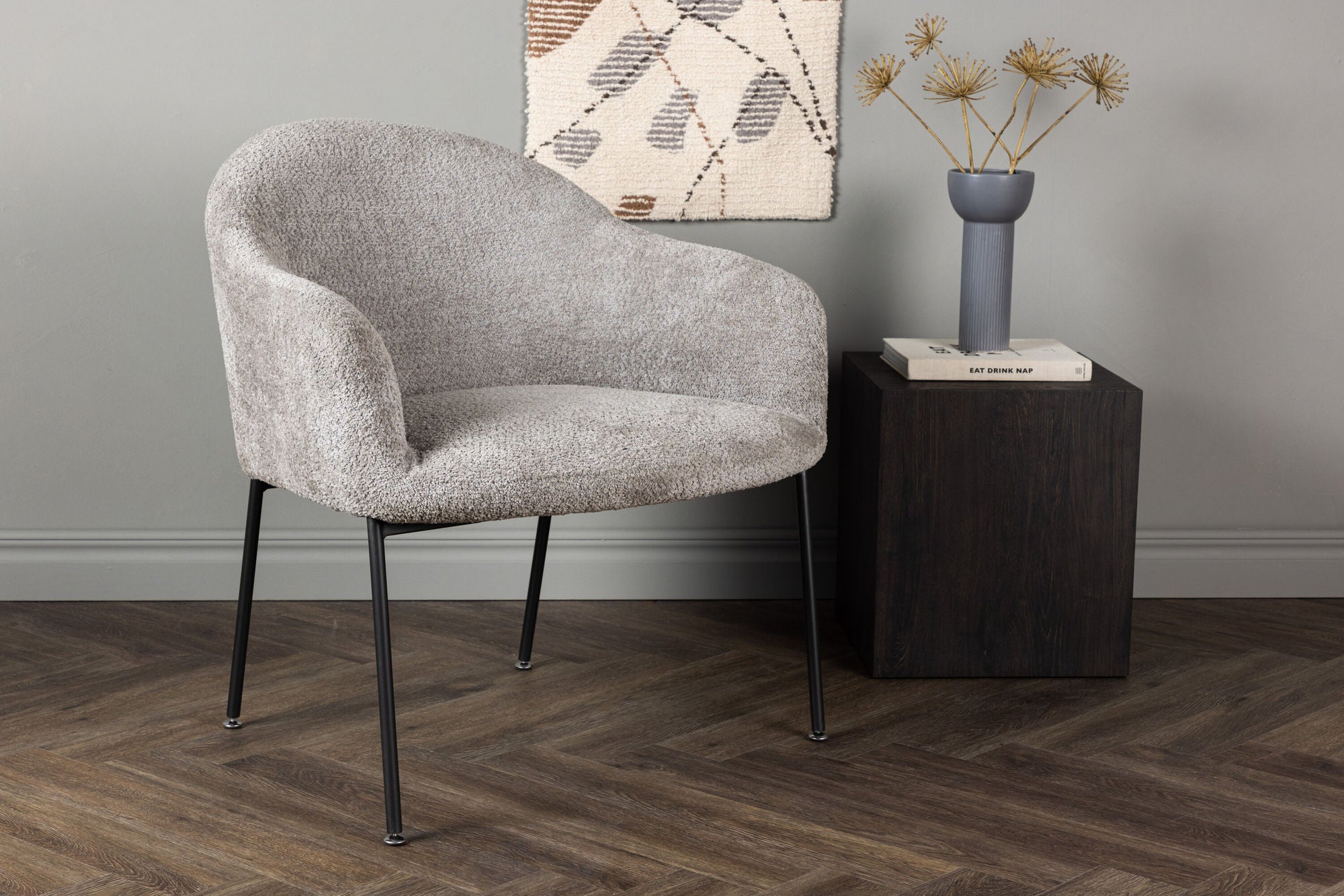 Venture Home Catania Single Sofa - Grey / Light grey Boucle