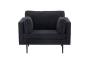 Venture Home Boom Single Sofa - Black / Black Fabric / linen
