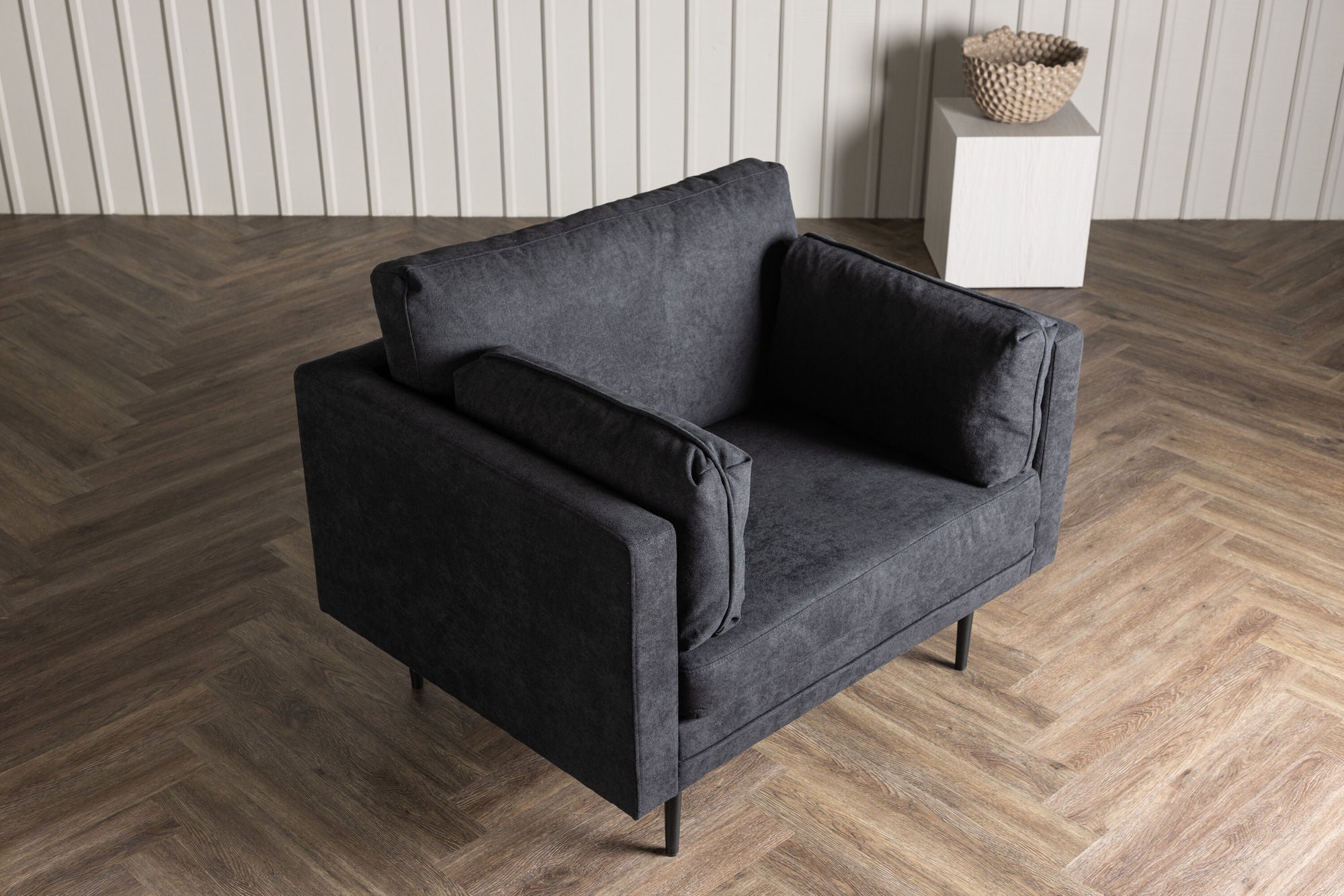 Venture Home Boom Single Sofa - Black / Black Fabric / linen