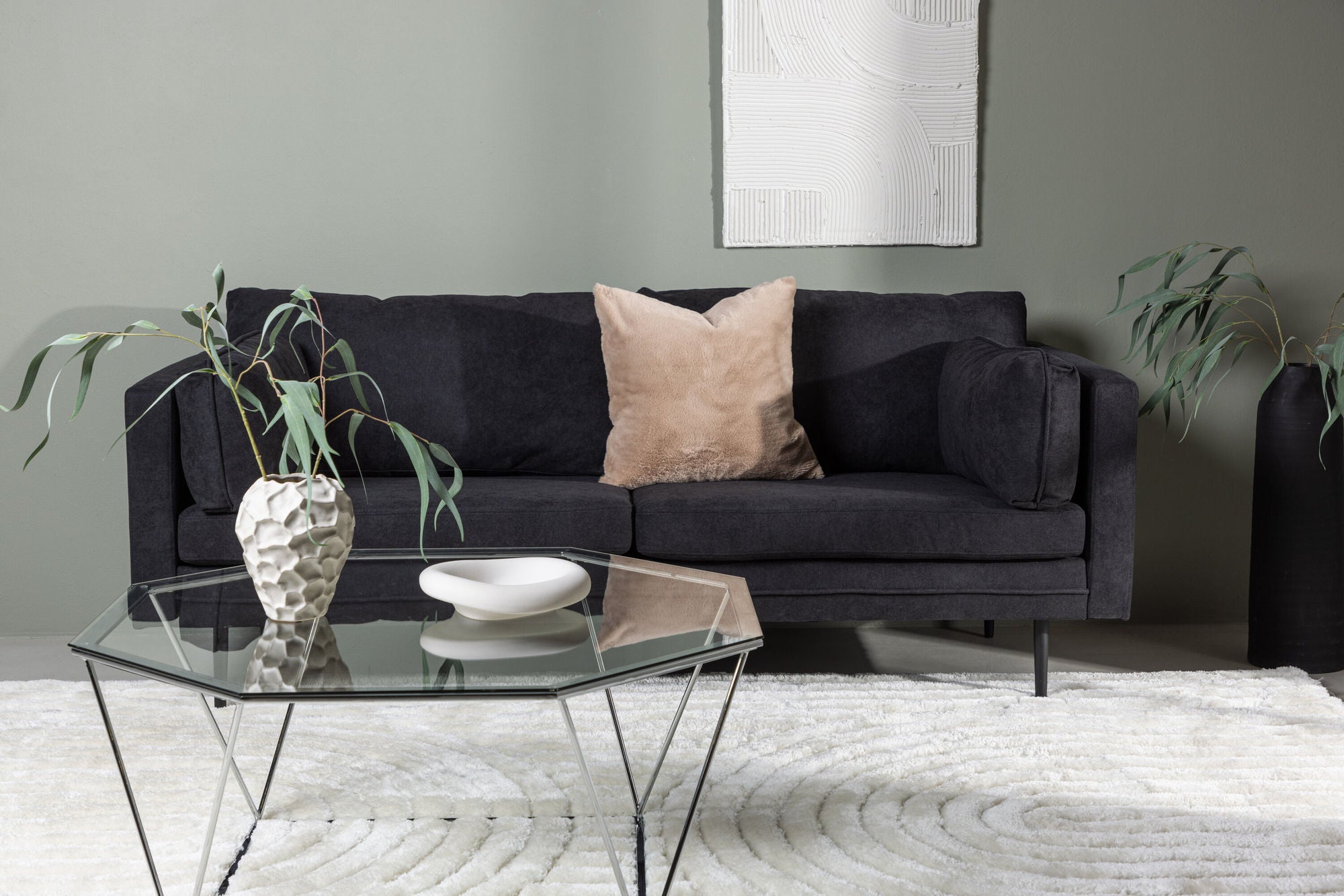 Venture Home Boom Sofa - Black / Black Fabric / linen