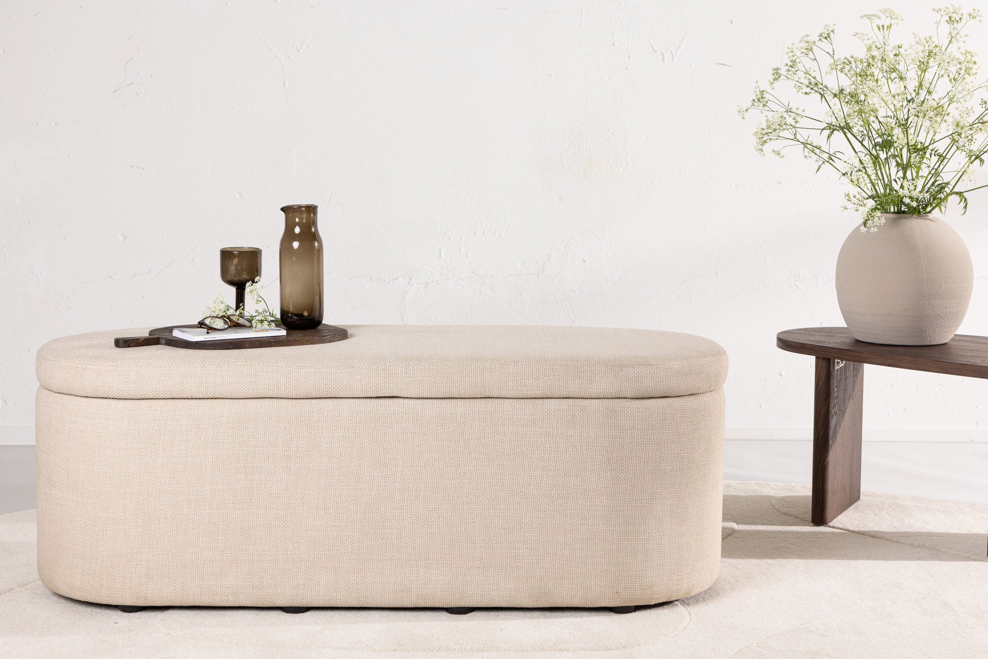 Venture Home Potenza Ottoman - Offwhite / Offwhite Fabric