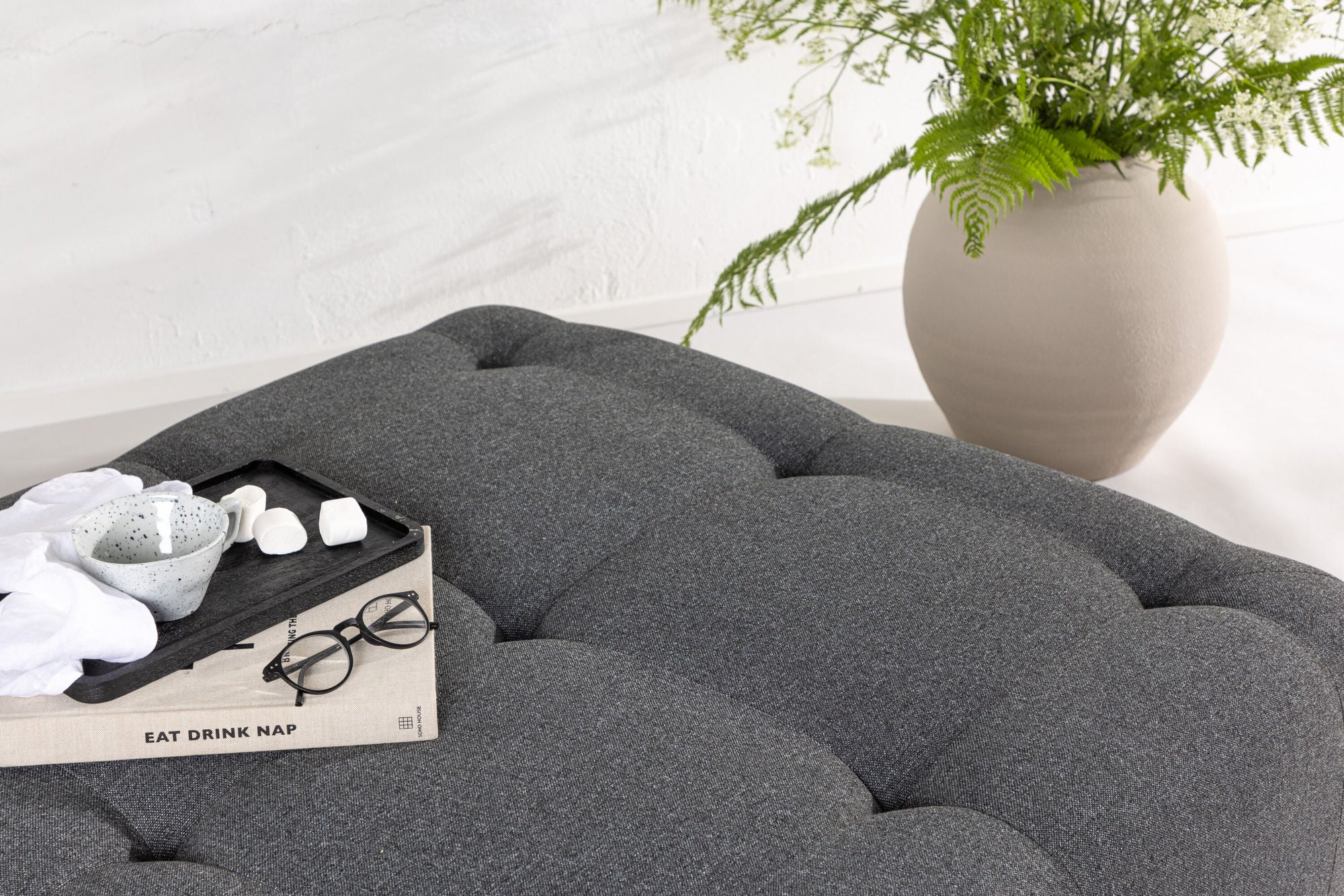 Venture Home Turin Pouf - Dark grey / Dark grey Fabric