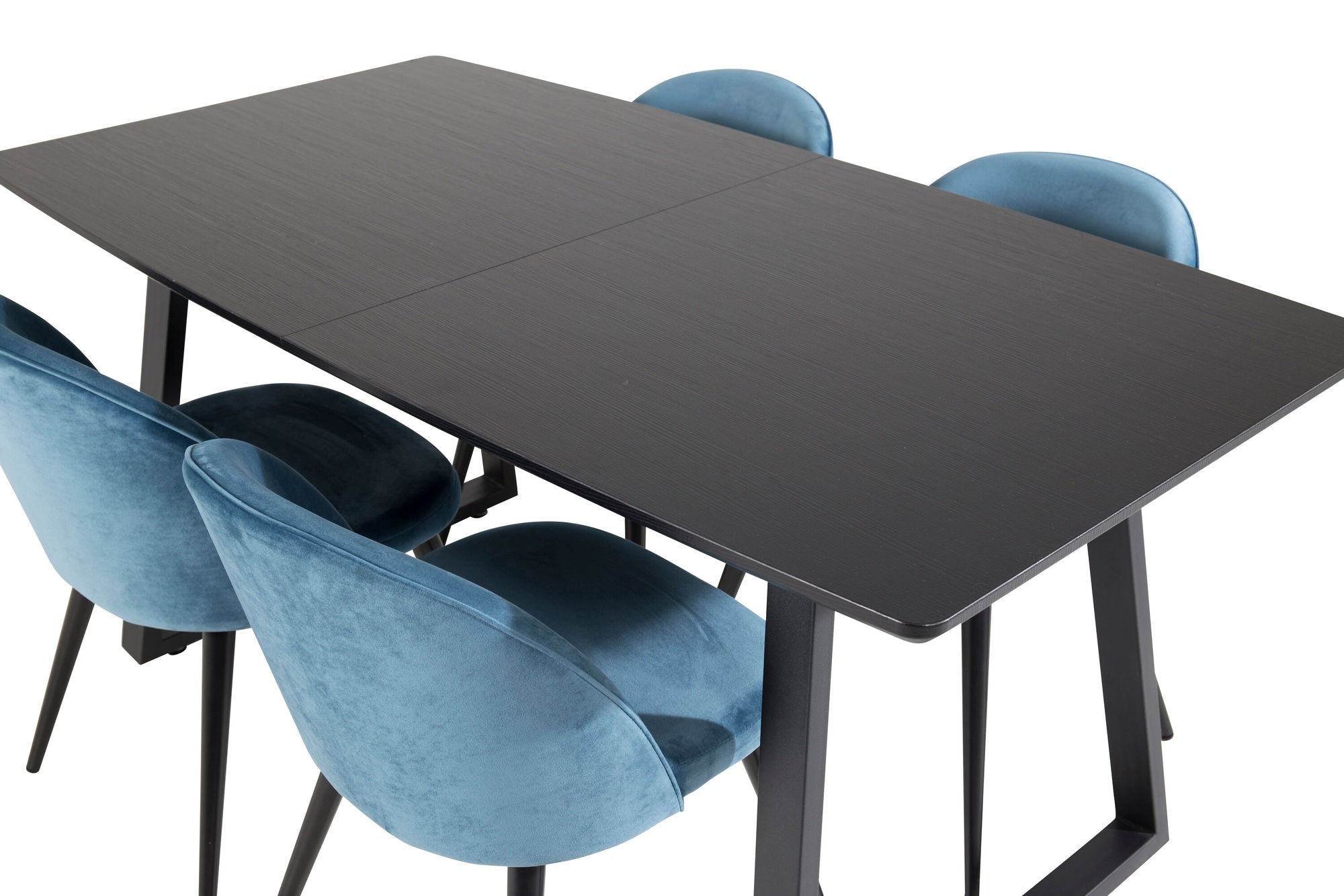 Venture Home Inca Extentionbord - Black top / black Legs+Velvet Spisebordsstol - Blue / Black_4