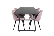 Venture Home Inca Extentionbord - Black top / black Legs+Velvet Spisebordsstol - Pink / Black_4
