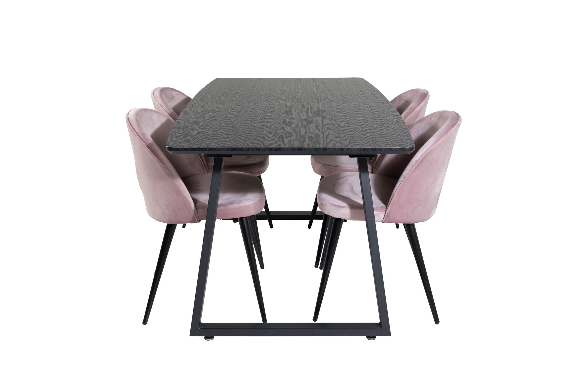 Venture Home Inca Extentionbord - Black top / black Legs+Velvet Spisebordsstol - Pink / Black_4