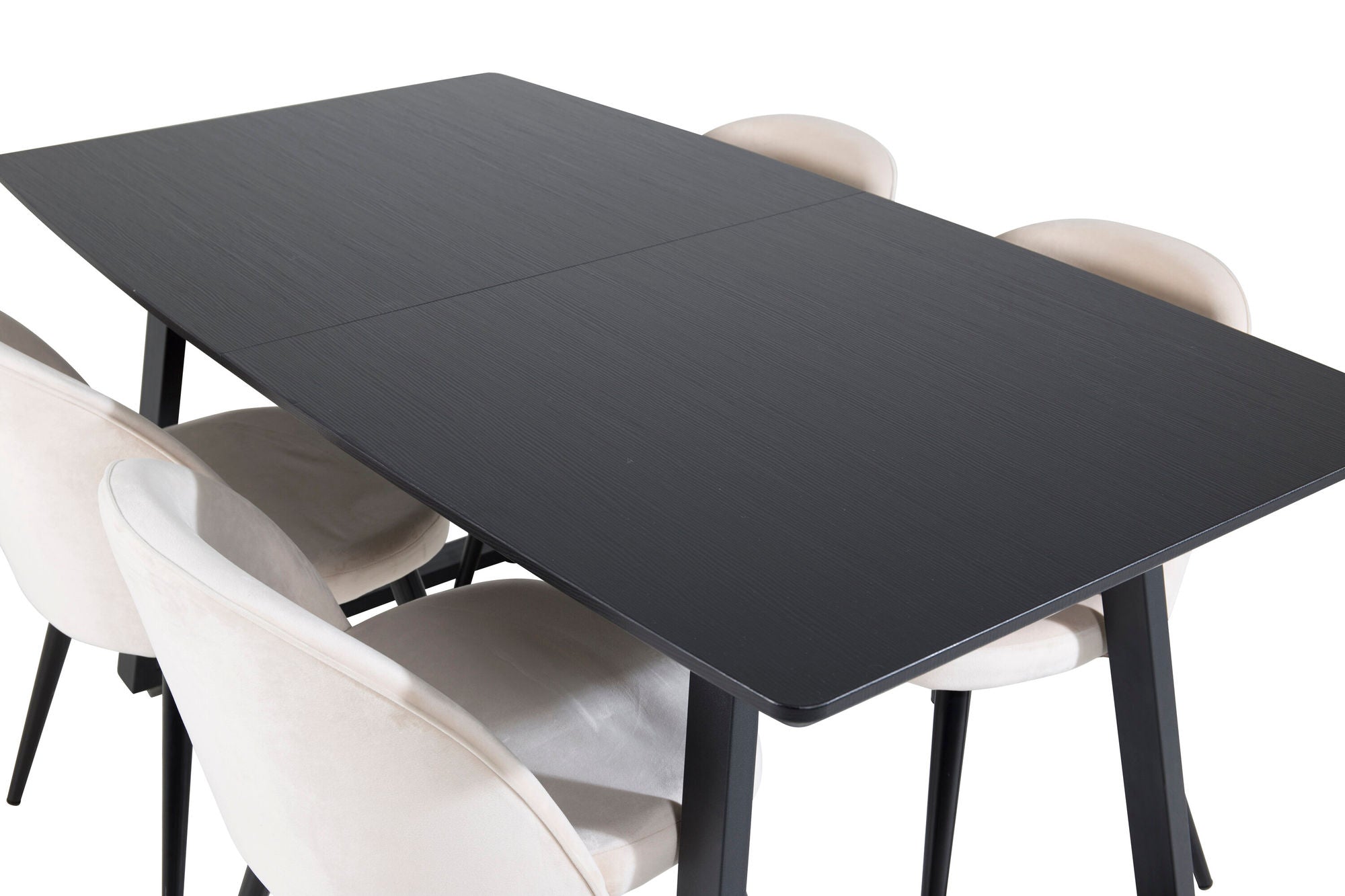 Venture Home Inca Extentionbord - Black top / black Legs+Velvet Spisebordsstol - Beige / Black_4