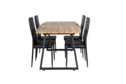 Venture Home Inca spisebord - 160/200*85*H75 - Oak / Black+Slim High Back Spisebordsstol - Black Legs - Black PU_4