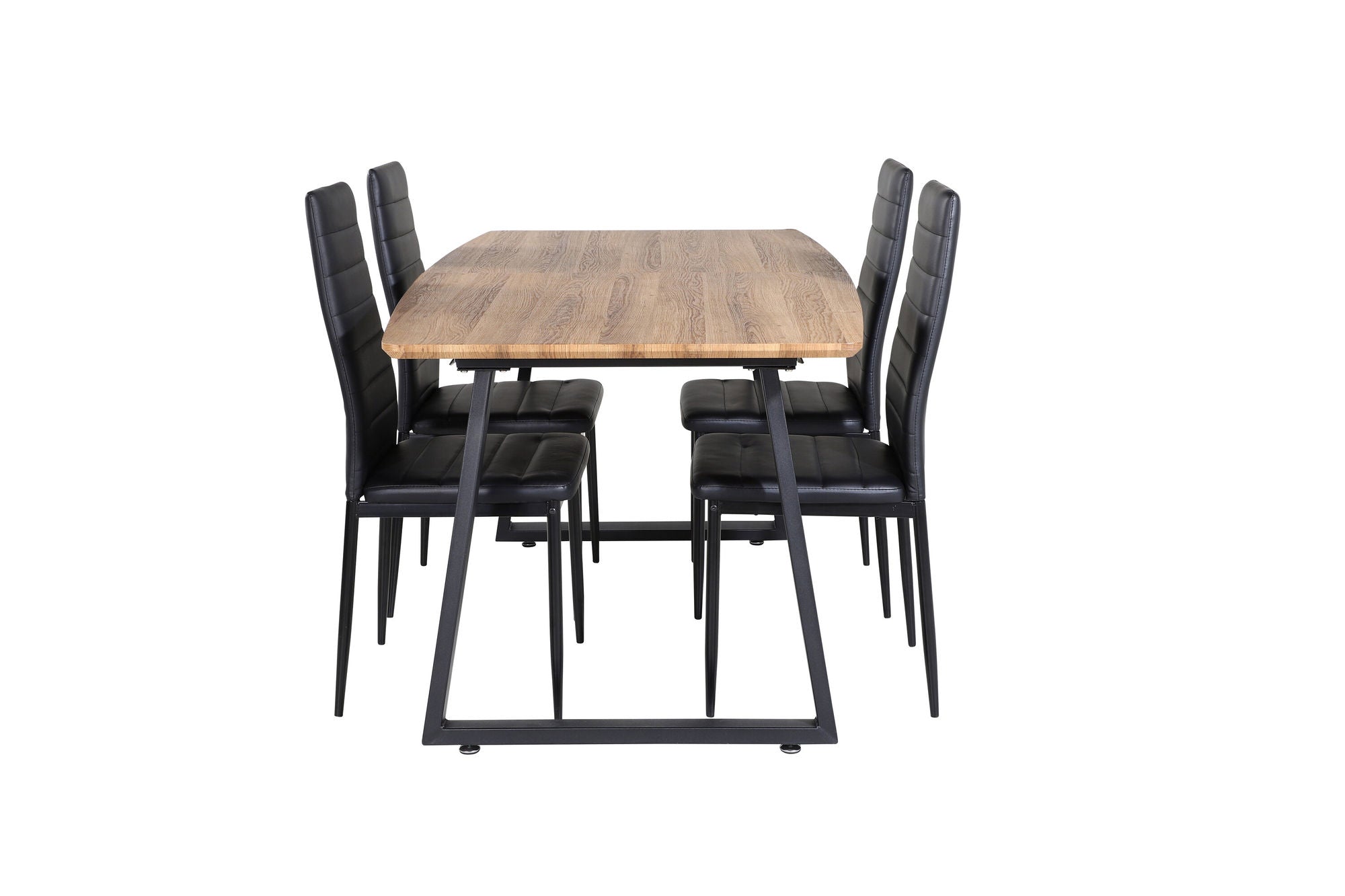 Venture Home Inca spisebord - 160/200*85*H75 - Oak / Black+Slim High Back Spisebordsstol - Black Legs - Black PU_4