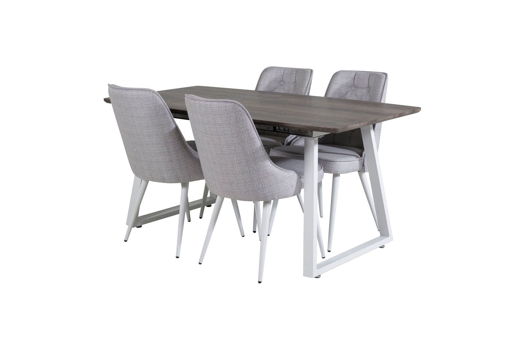Venture Home Inca Extentionbord - grey "oak" / white Legs+Velvet Deluxe Spisebordsstol - White Legs - Light Grey Fabric_4