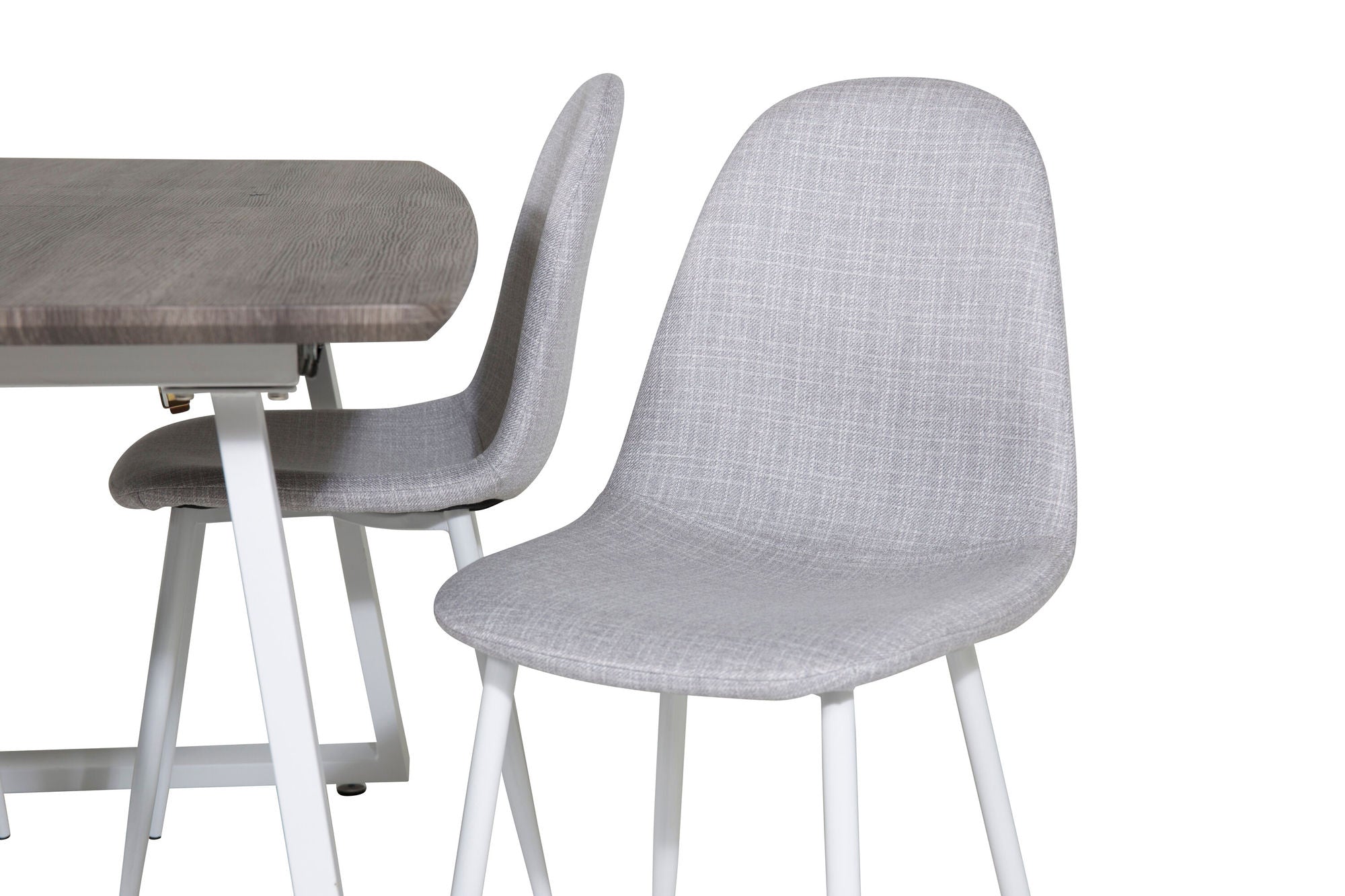 Venture Home Inca Extentionbord - grey "oak" / white Legs+Polar Spisebordsstol - White Legs - Light Grey Fabric_4