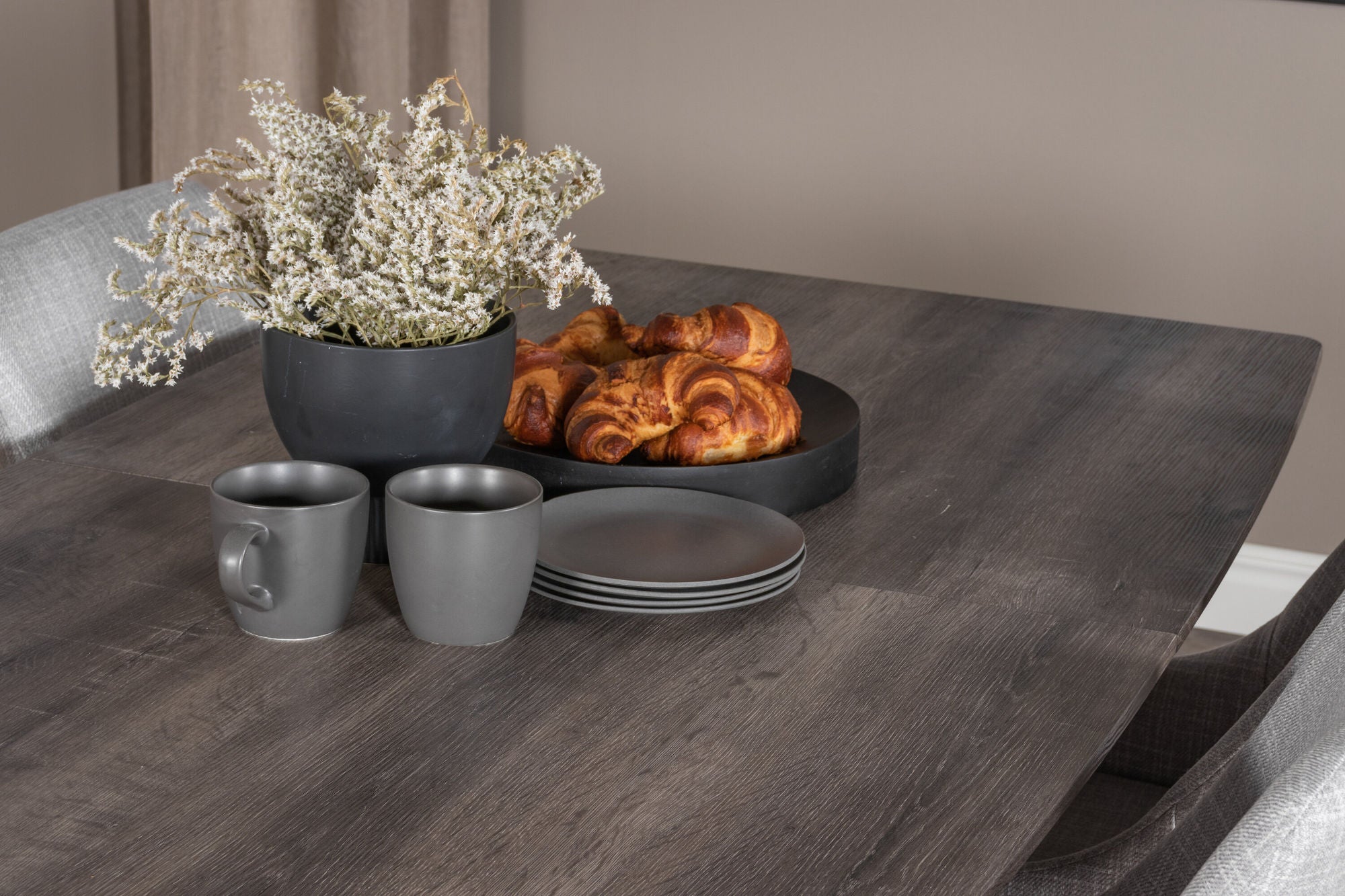 Venture Home Inca Extentionbord - grey "oak" / white Legs+Plaza Dining chair - White legs - Light Grey Fabric_4