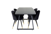 Venture Home Inca Extentionbord - Black top / black Legs+Velvet Spisebordsstol Brass - Black / Black_4