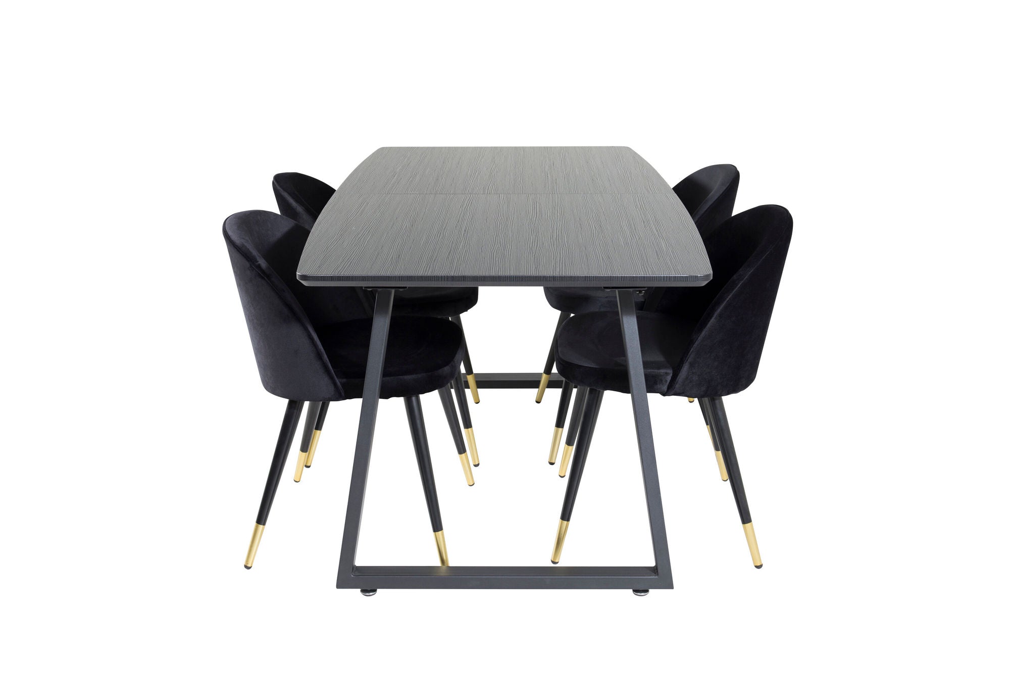 Venture Home Inca Extentionbord - Black top / black Legs+Velvet Spisebordsstol Brass - Black / Black_4