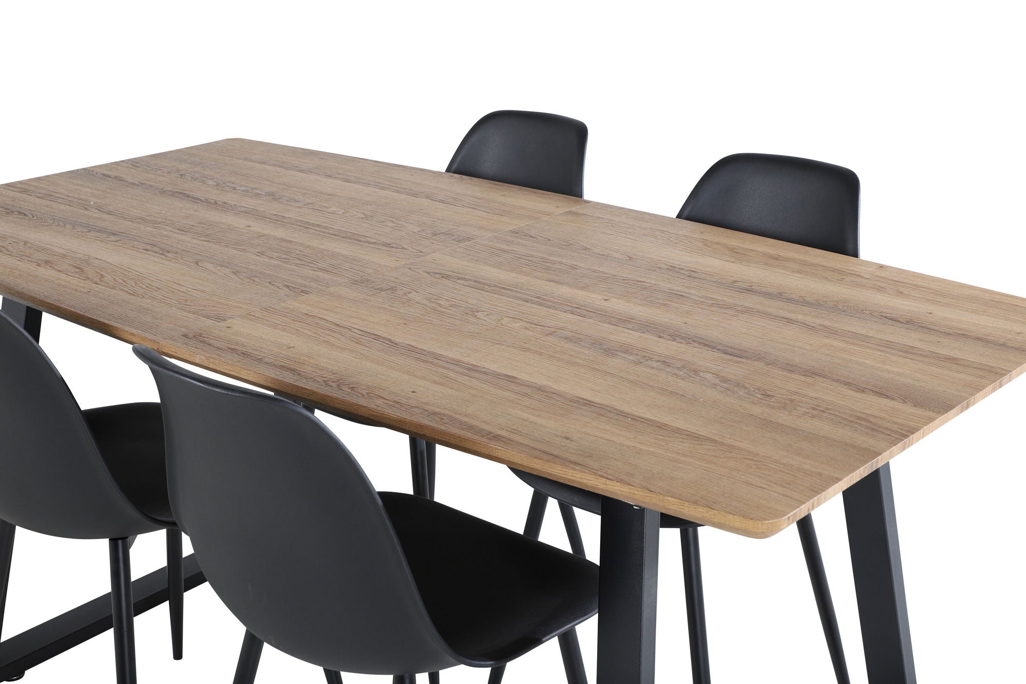 Venture Home Inca spisebord - 160/200*85*H75 - Oak / Black+Polar Plastic Spisebordsstol - Black Legs / Black Plastic_4