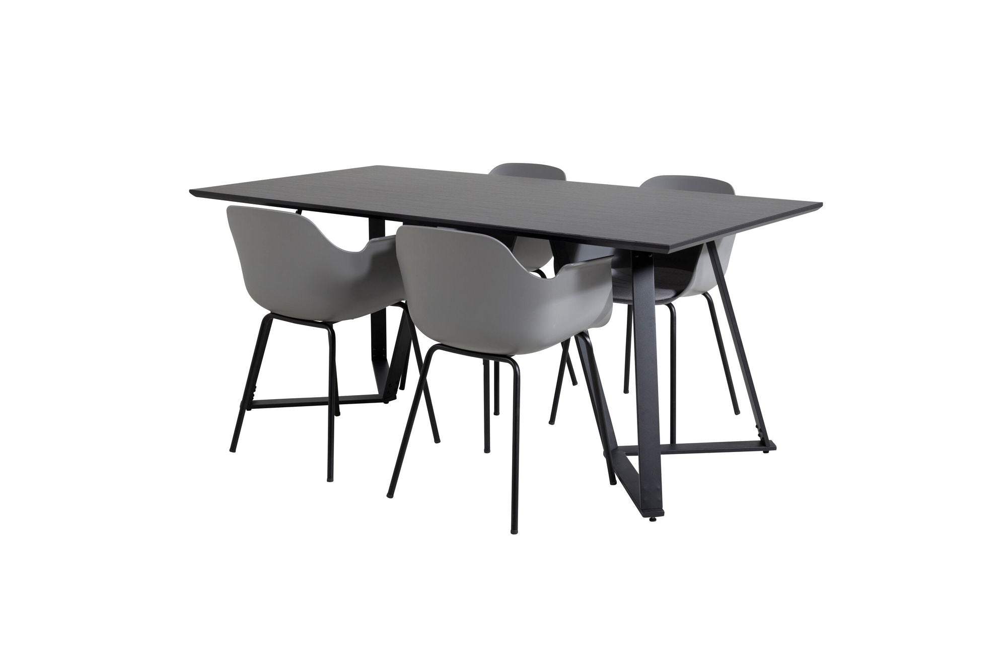 Venture Home Marina spisebord - Black top / Black Legs +Comfort Plastic Spisebordsstol - Black Legs - Grey Plastic_4