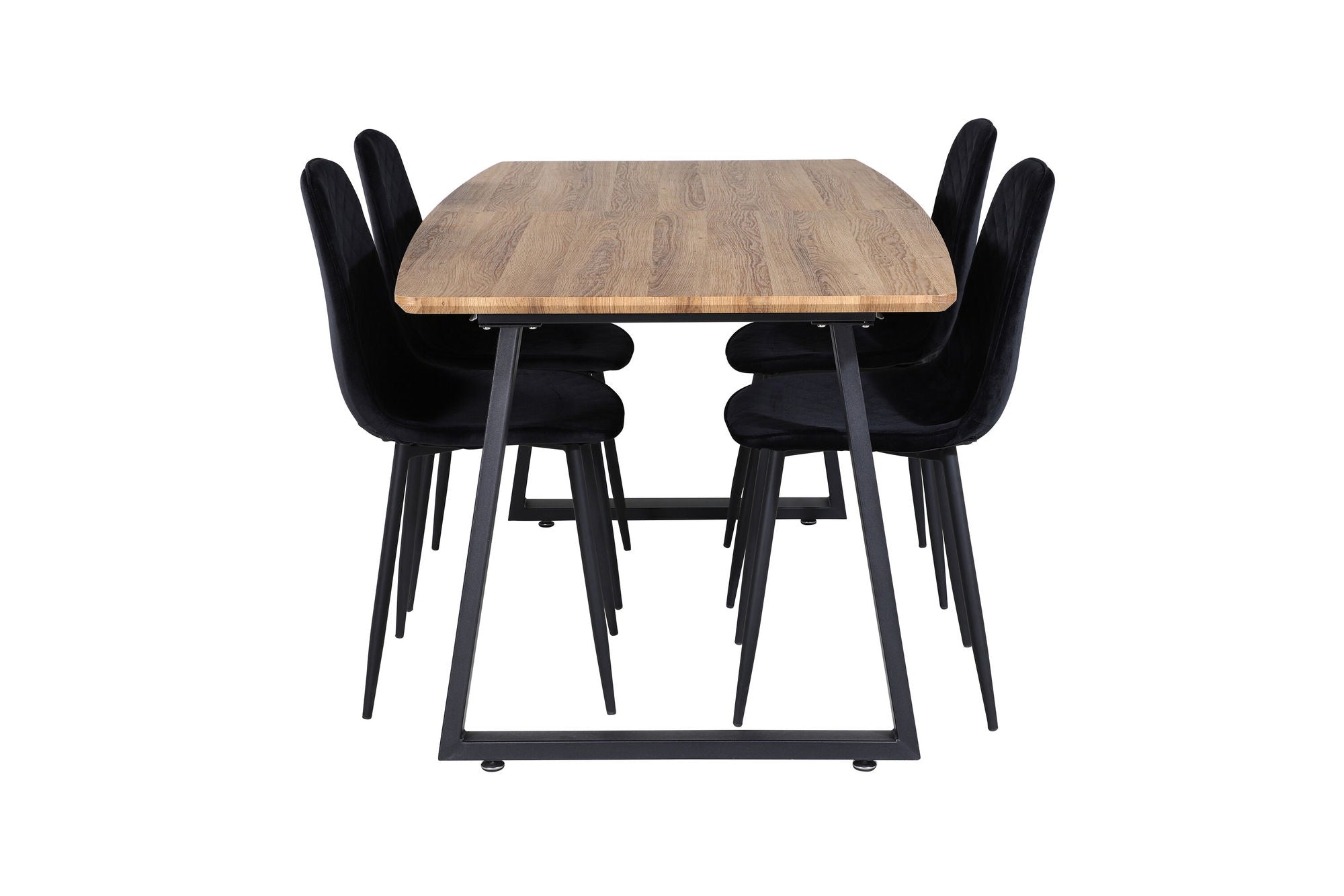 Venture Home Inca spisebord - 160/200*85*H75 - Oak / Black+Polar Diamond Spisebordsstol - Black Legs - Black Velvet_4