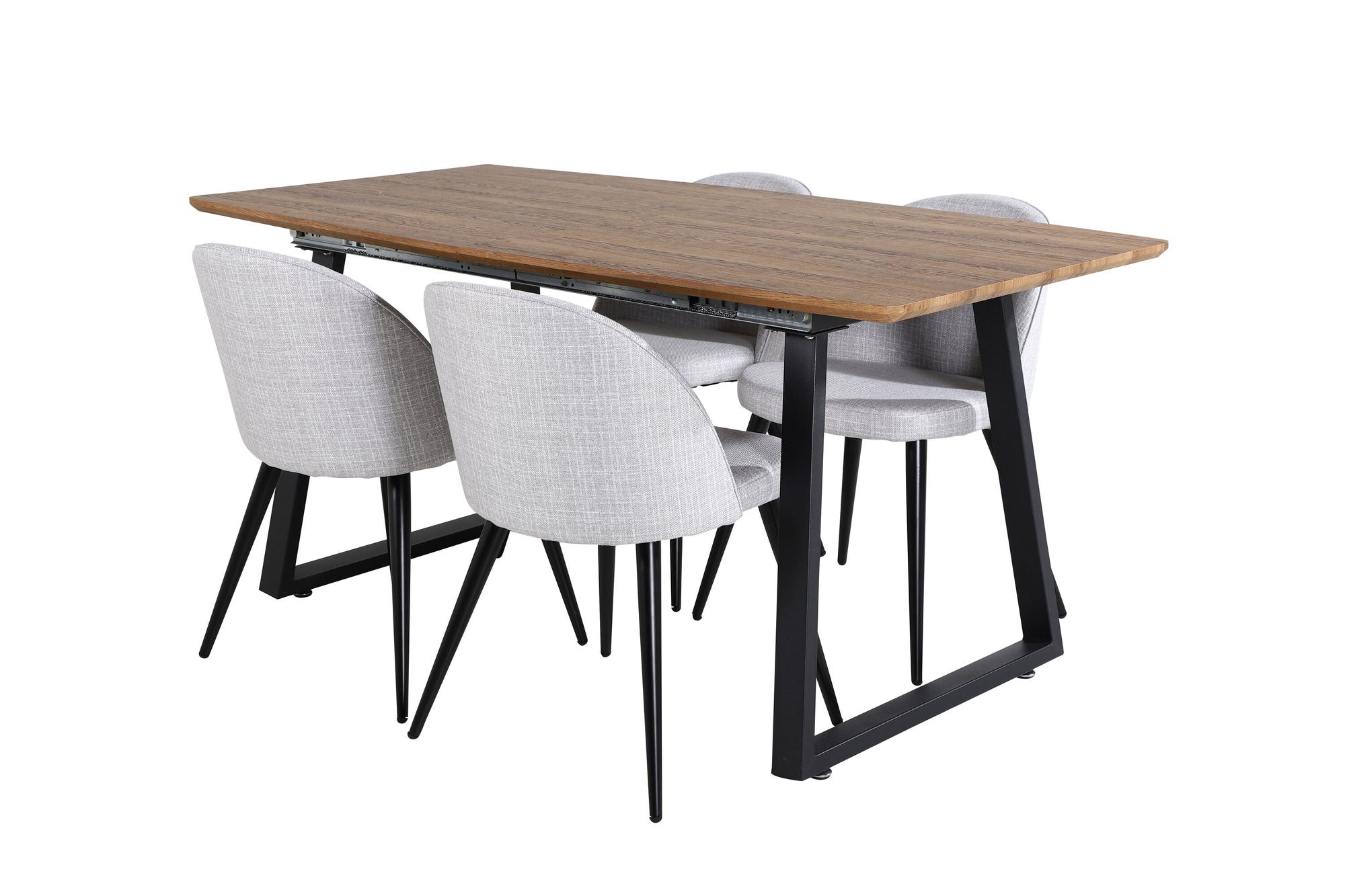 Venture Home Inca spisebord - 160/200*85*H75 - Oak / Black+Velvet Dining Chiar - Black legs - Light GreyFabric_4