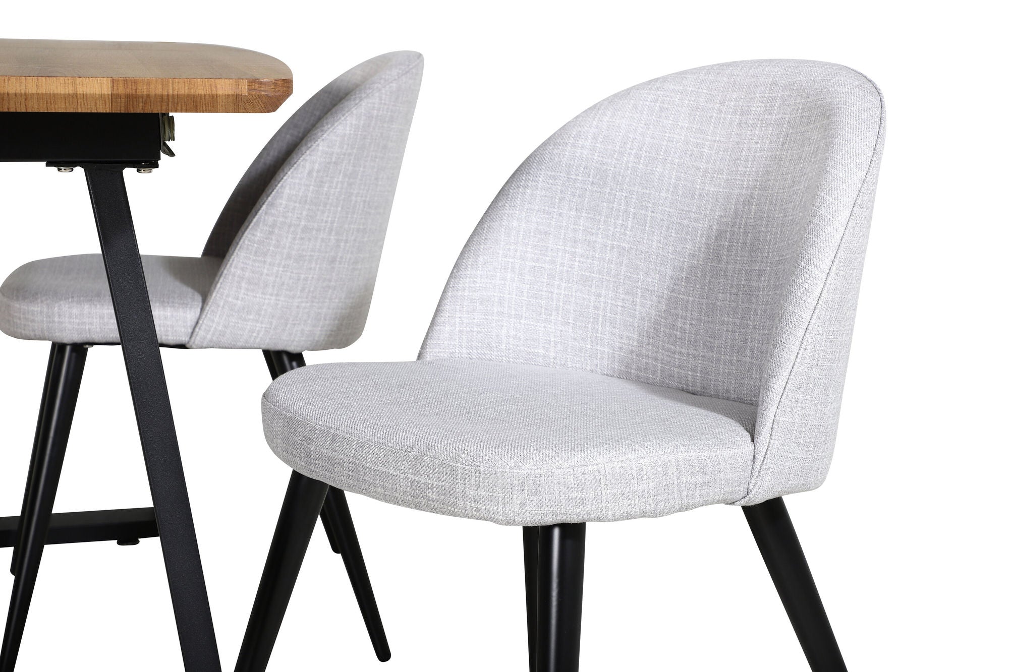 Venture Home Inca spisebord - 160/200*85*H75 - Oak / Black+Velvet Dining Chiar - Black legs - Light GreyFabric_4