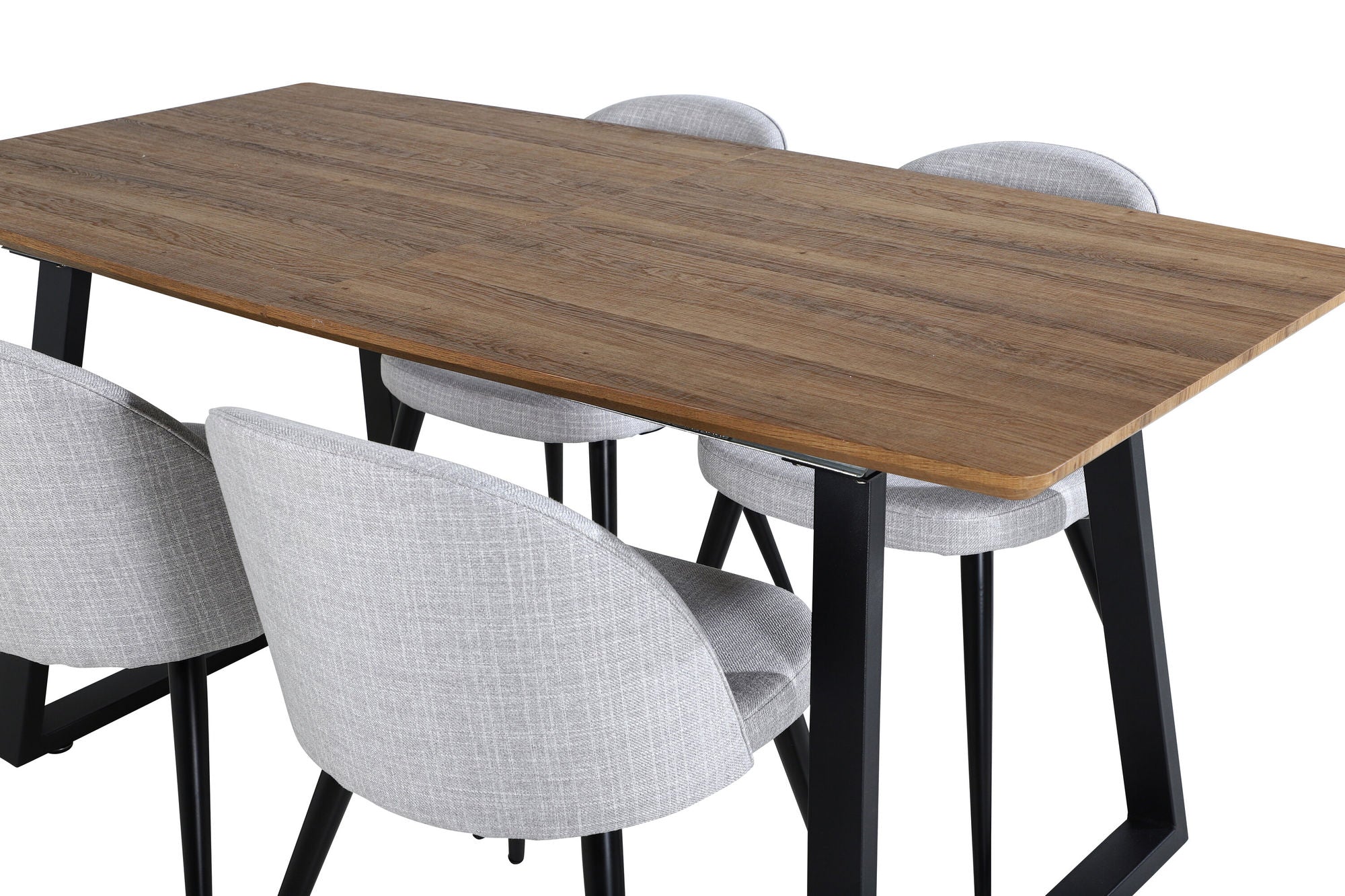 Venture Home Inca spisebord - 160/200*85*H75 - Oak / Black+Velvet Dining Chiar - Black legs - Light GreyFabric_4